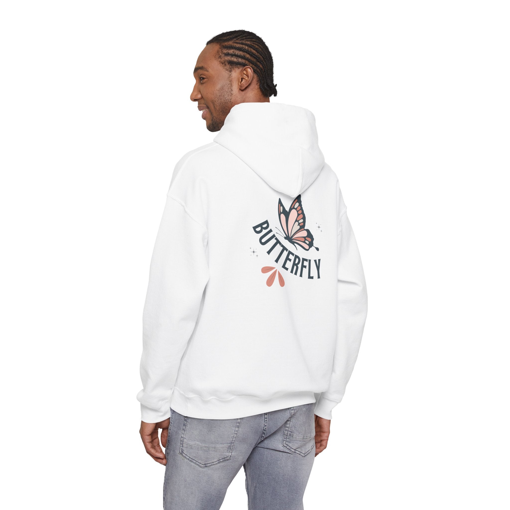 Butterfly Hoodie — Floral Pink Butterfly Graphic Pullover
