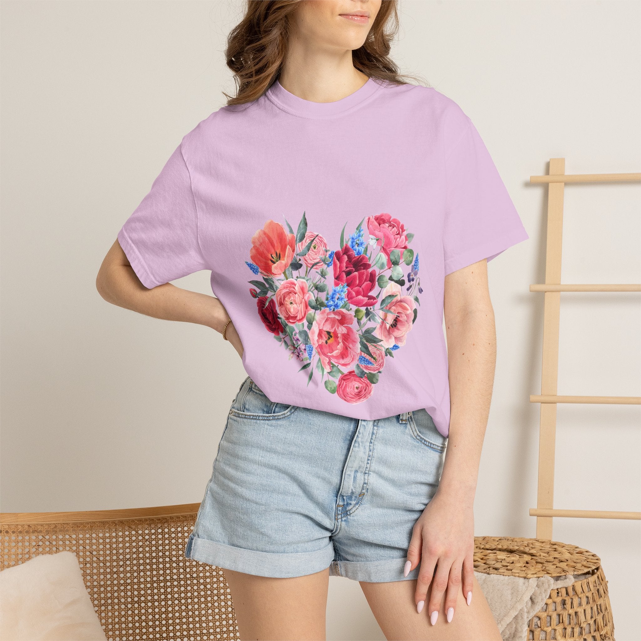 Floral Heart T-Shirt – Watercolor Rose Heart Graphic Tee (Valentine’s Day, Mother's Day)