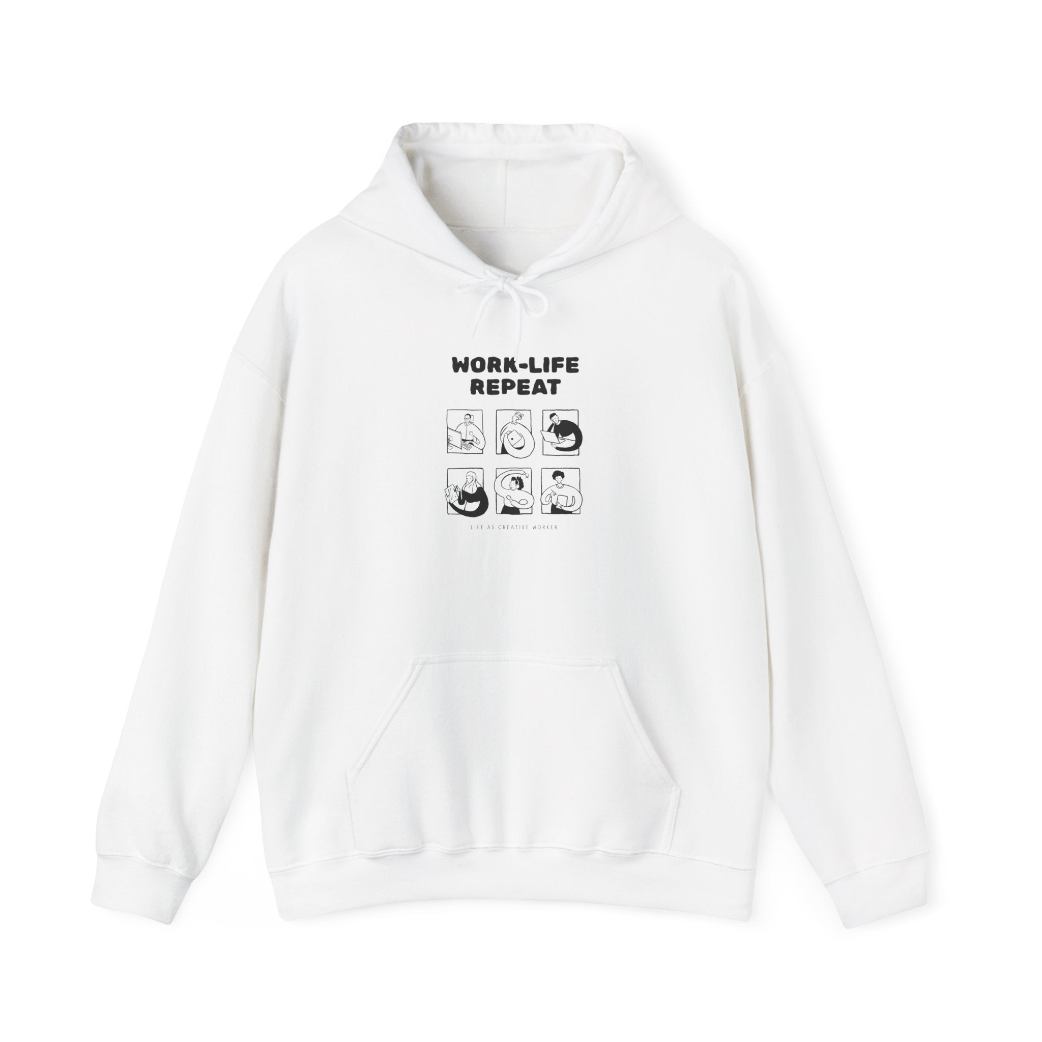 Work-Life Repeat Hoodie — Minimal Anime Grid Sweatshirt