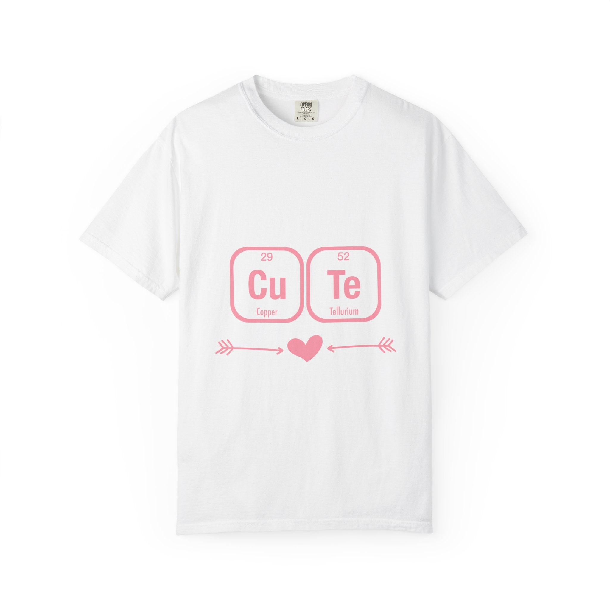 Cute Chemistry Tee — "Cu Te" Element Heart Graphic T-Shirt