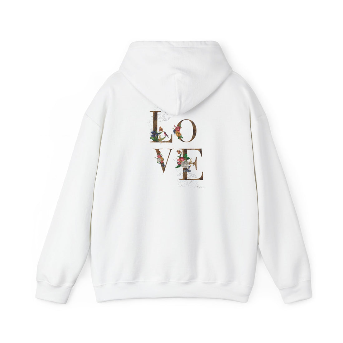 Love Floral Hoodie — Vintage Botanical Lettering Hooded Sweatshirt