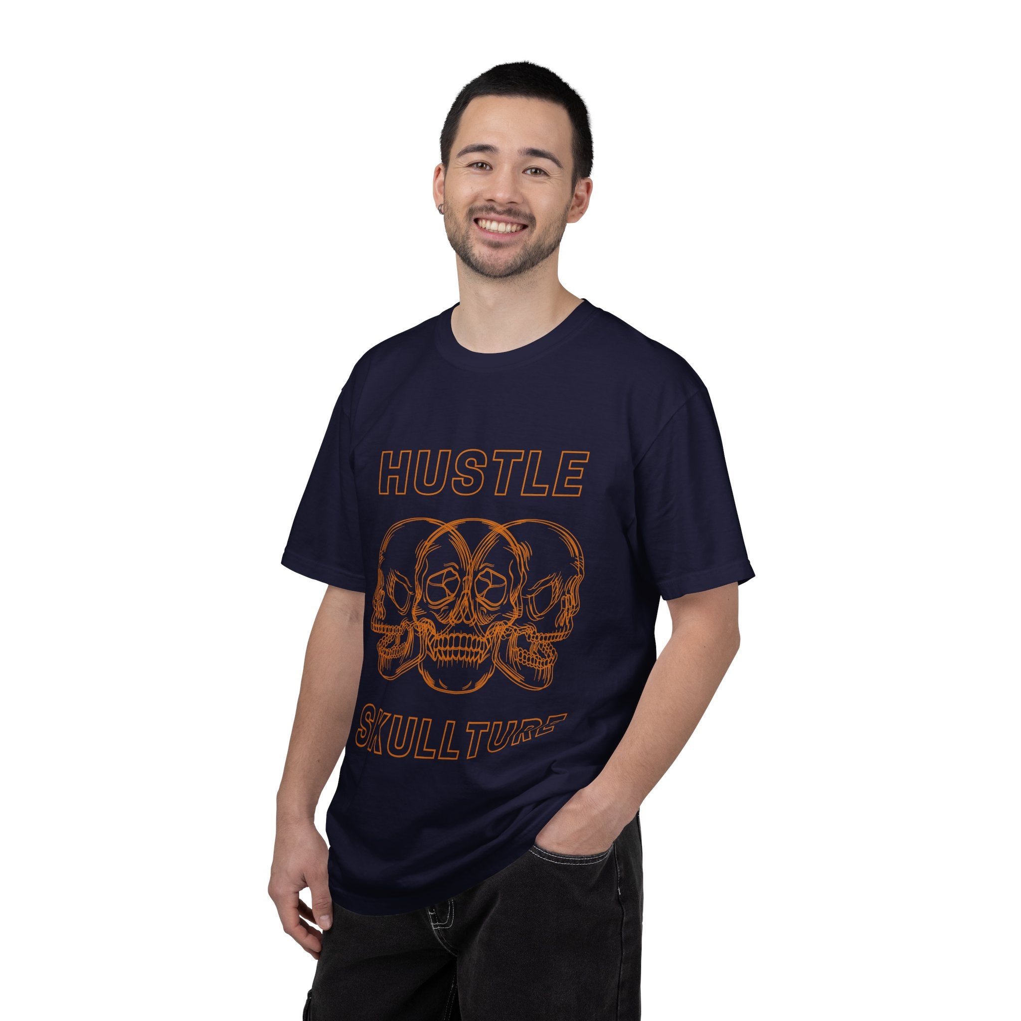 Hustle Skullture Tee — Vintage Skull Graphic T-Shirt for Streetwear & Edgy Style