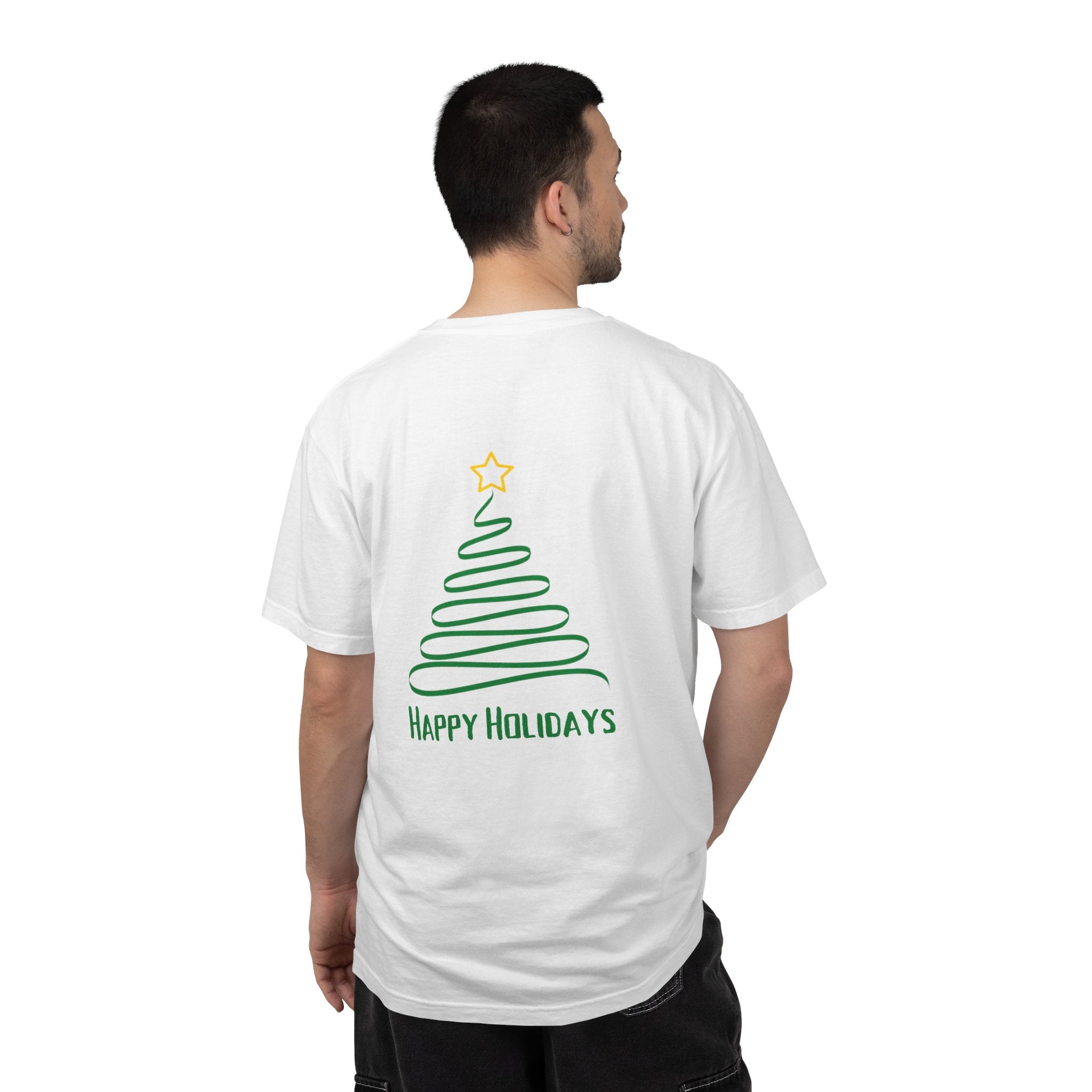 Holiday Spiral Christmas Tree T-Shirt — "Happy Holidays" Minimalist Graphic