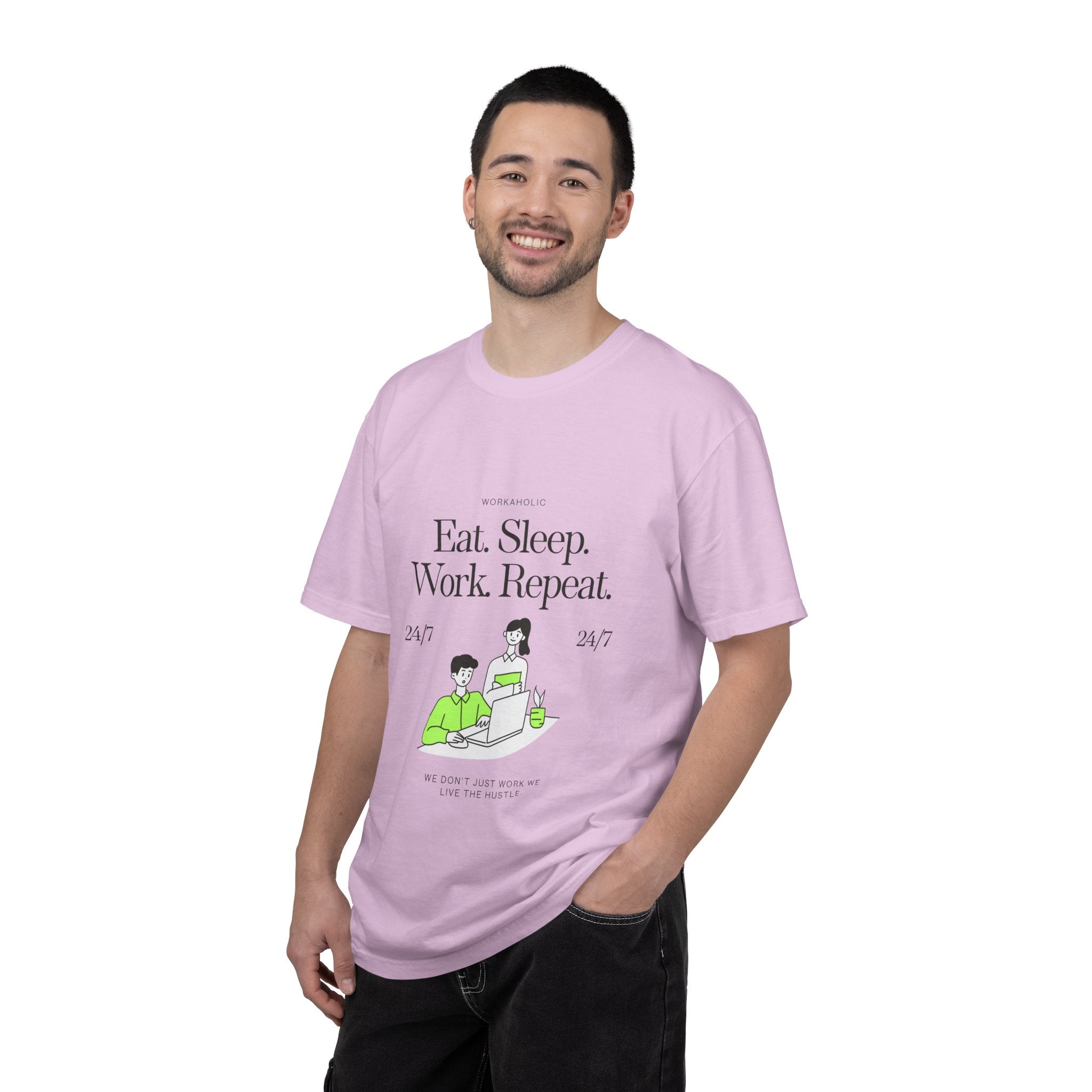 Eat. Sleep. Work. Repeat. Tee — Minimalist Remote Work Graphic T-Shirt