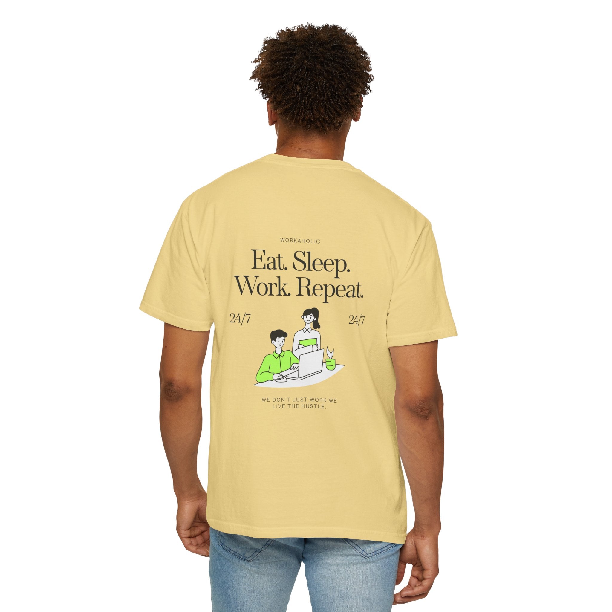 Eat. Sleep. Work. Repeat. Tee — Minimalist Remote Work Graphic T-Shirt