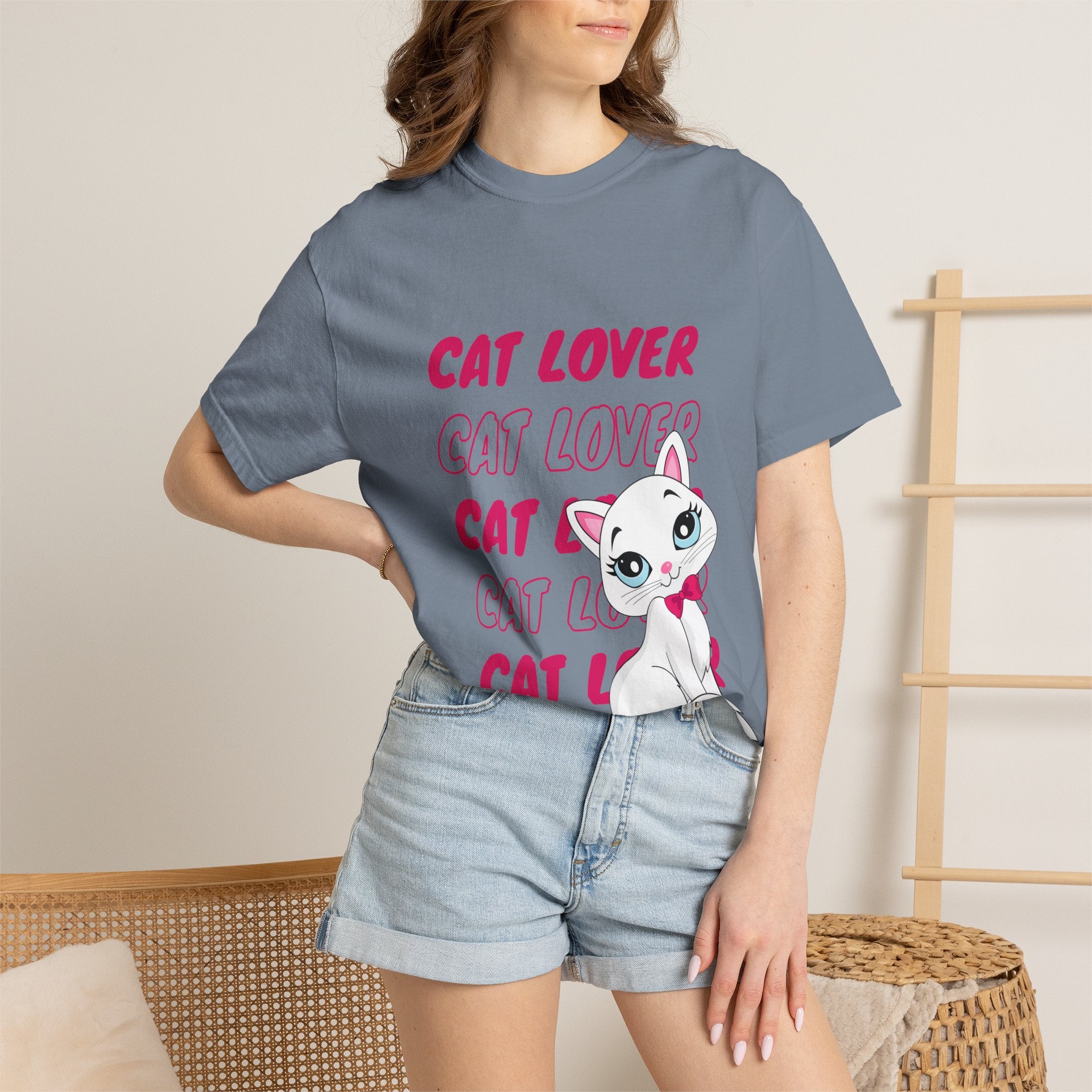 Cat Lover T-Shirt — Cute White Kitten Graphic Tee for Cat Moms & Fans