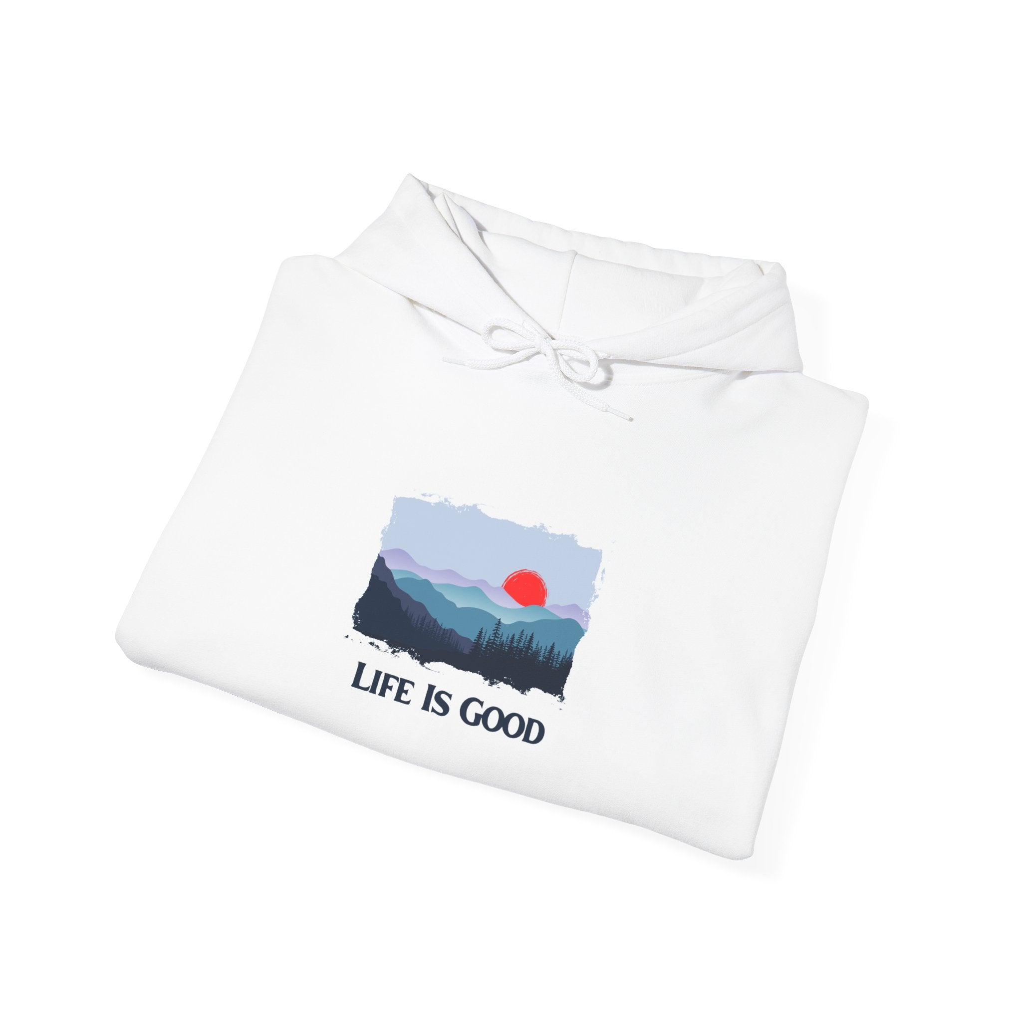 Hoodie - 'Life Is Good' Mountain Sunrise Graphic Hoodie