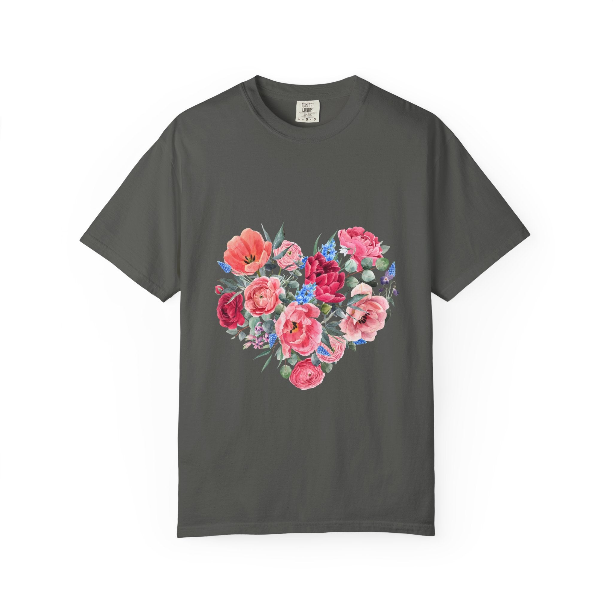 Floral Heart T-Shirt – Watercolor Rose Heart Graphic Tee (Valentine’s Day, Mother's Day)