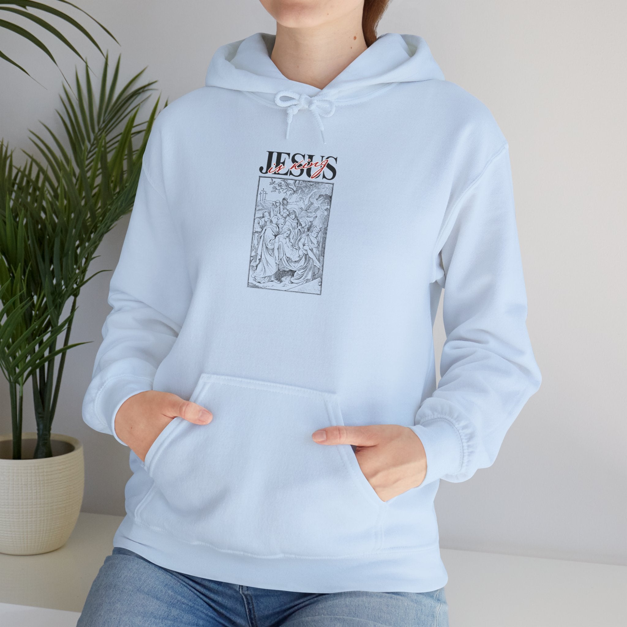 Jesus Vintage Illustration Hoodie — Retro Religious Graphic Pullover