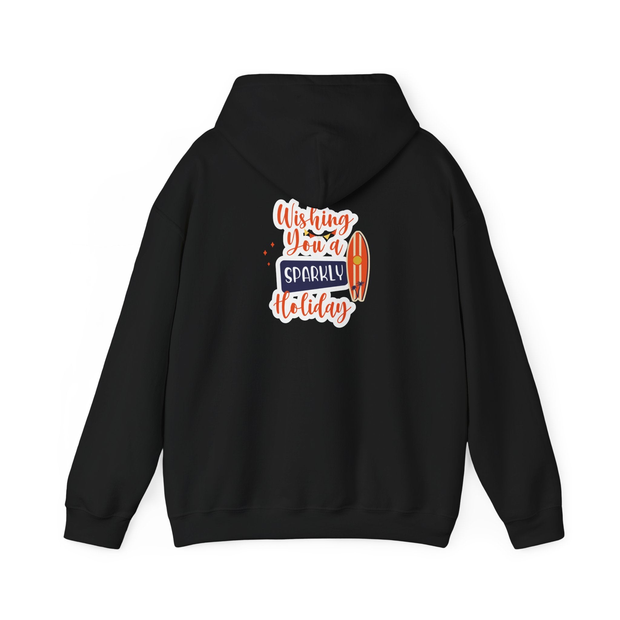 Holiday Surf Hoodie — "Wishing You a Sparkly Holiday" Tropical Christmas Sweatshirt