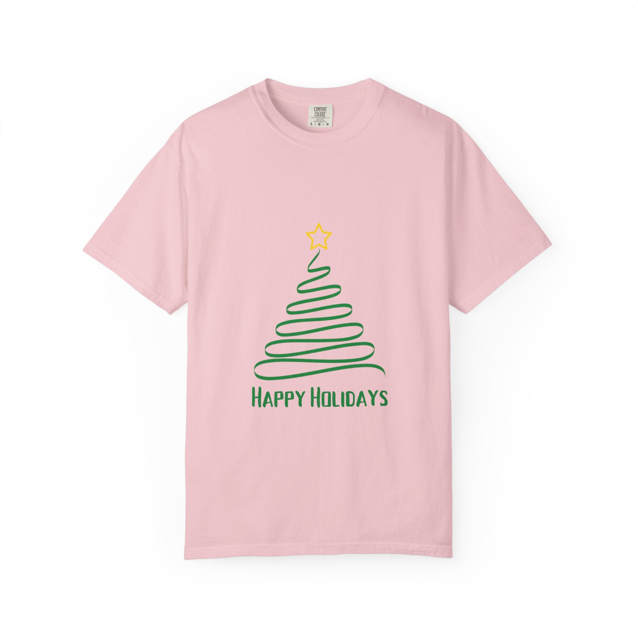 Holiday Spiral Christmas Tree T-Shirt — "Happy Holidays" Minimalist Graphic
