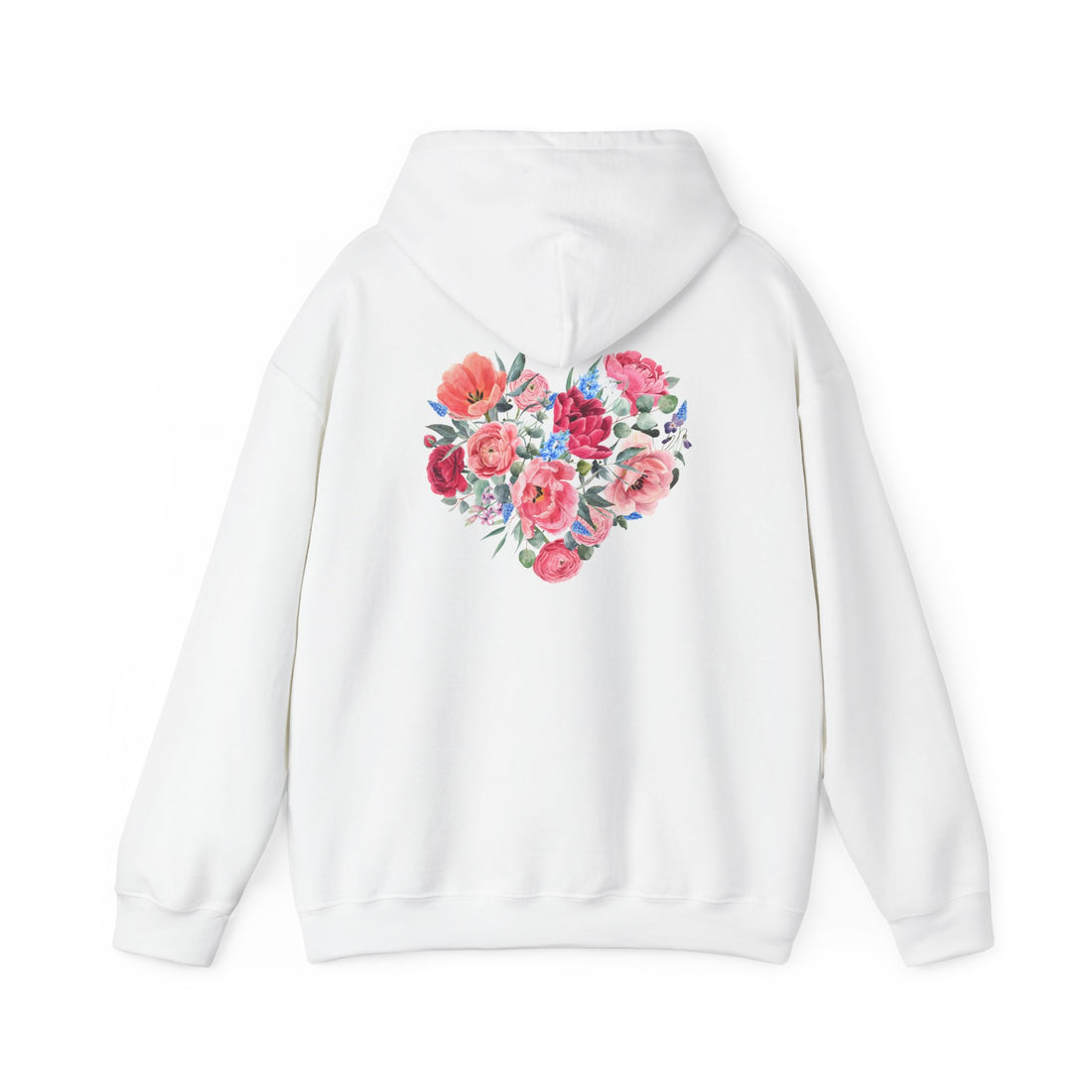 Floral Heart Hoodie — Watercolor Rose Heart Pullover for Women & Teens