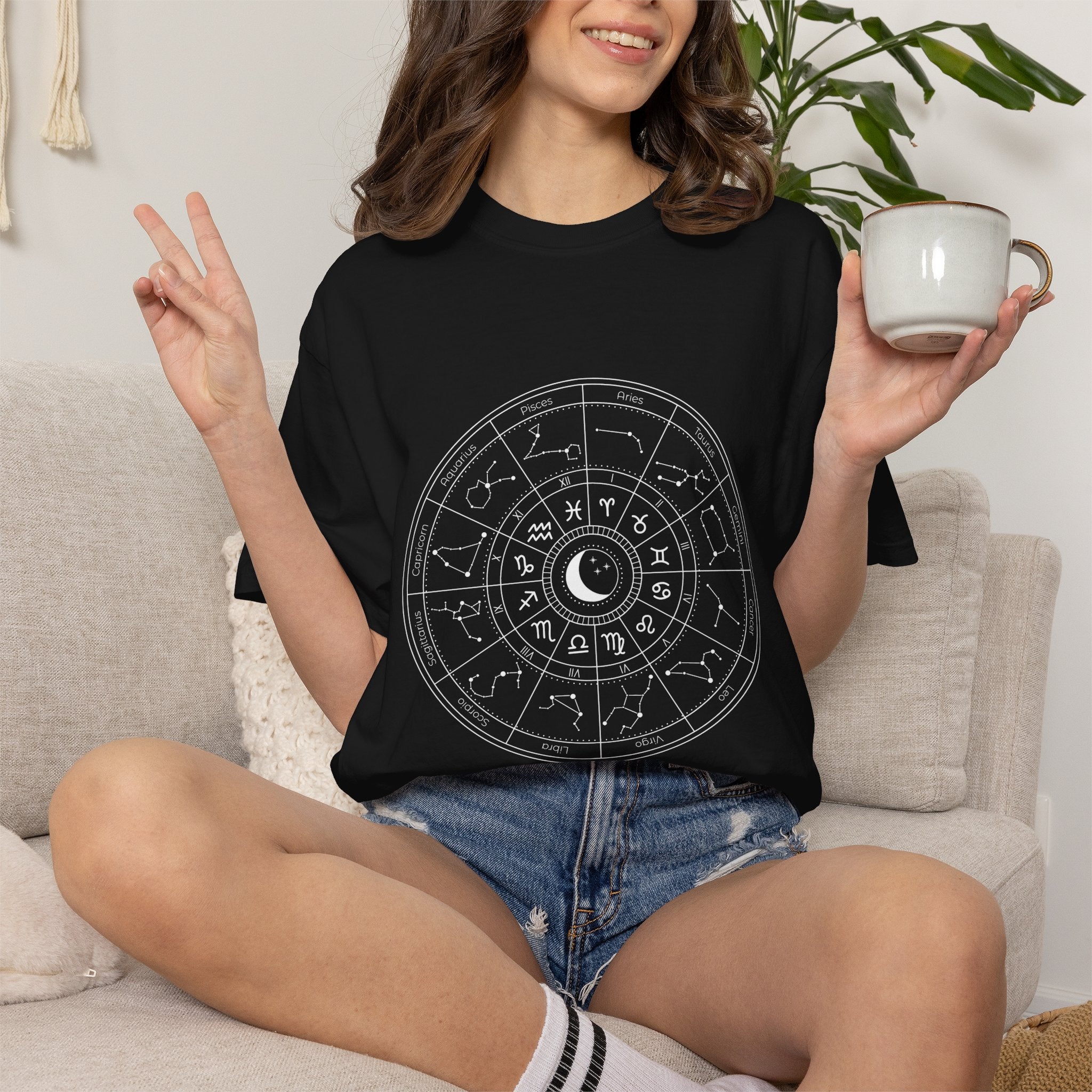 Zodiac Wheel T-Shirt — Astrological Moon & Signs Graphic Tee