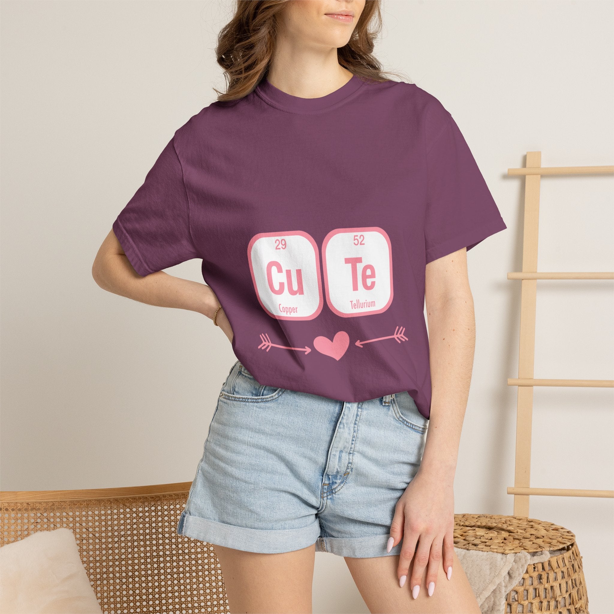 Cute Chemistry Tee — "Cu Te" Element Heart Graphic T-Shirt