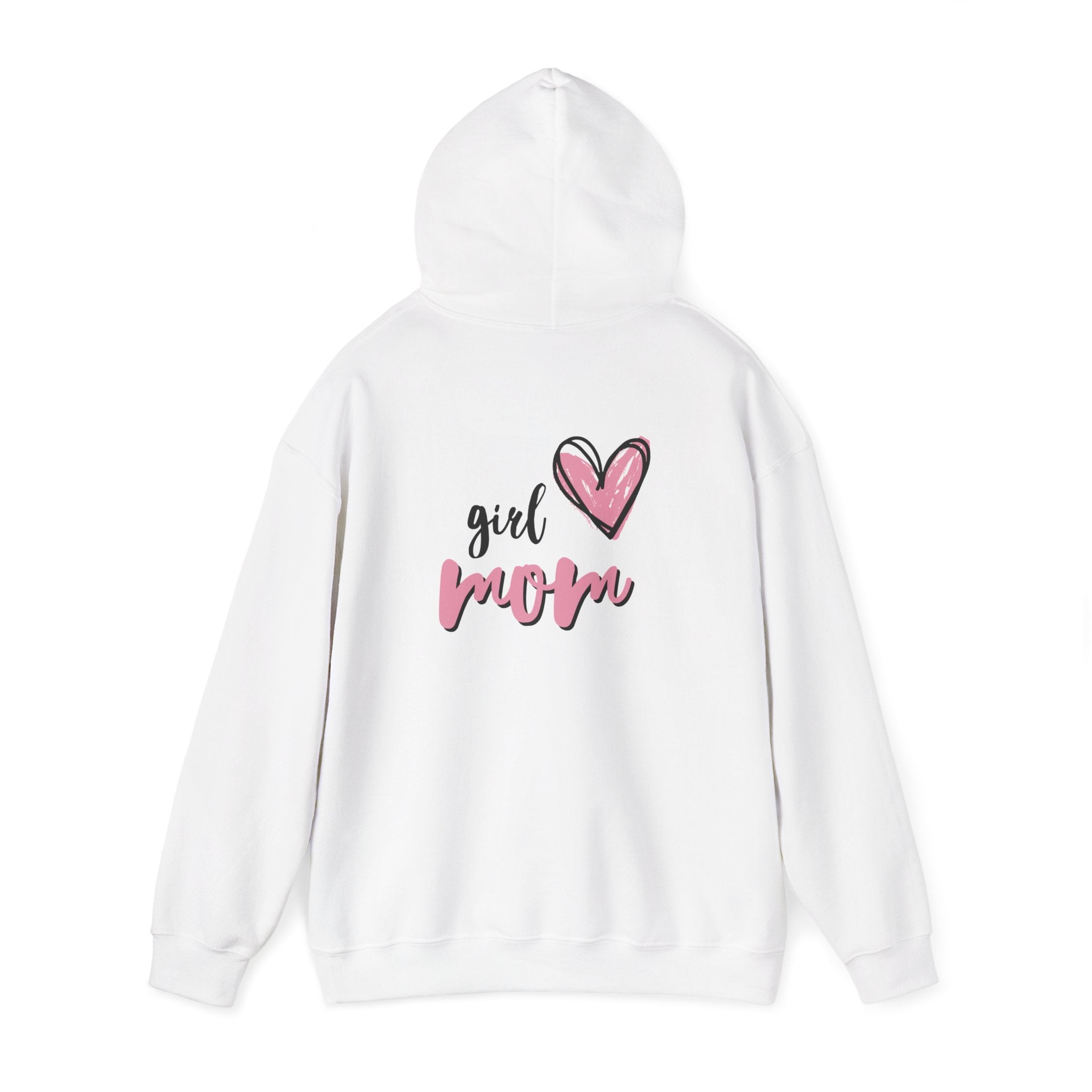 Girl Mom Hoodie — Cute Pink Heart Mom Sweatshirt, Mother’s Day Gift