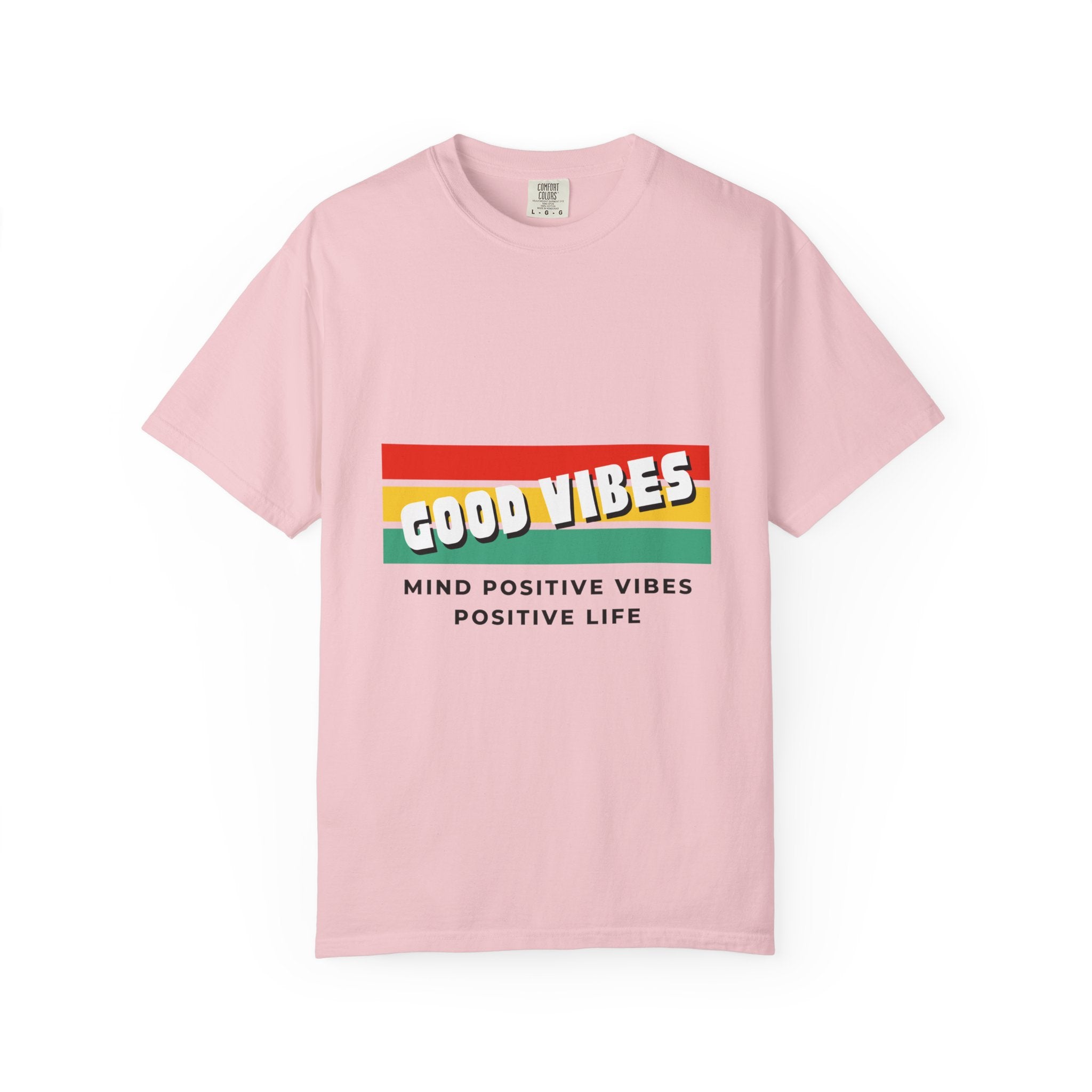 Good Vibes T-Shirt — Retro Stripes “Mind Positive Vibes, Positive Life”