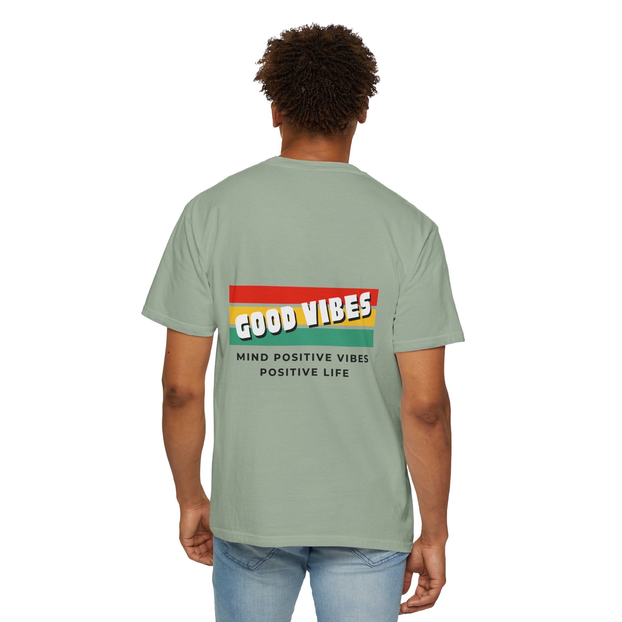 Good Vibes T-Shirt — Retro Stripes “Mind Positive Vibes, Positive Life”