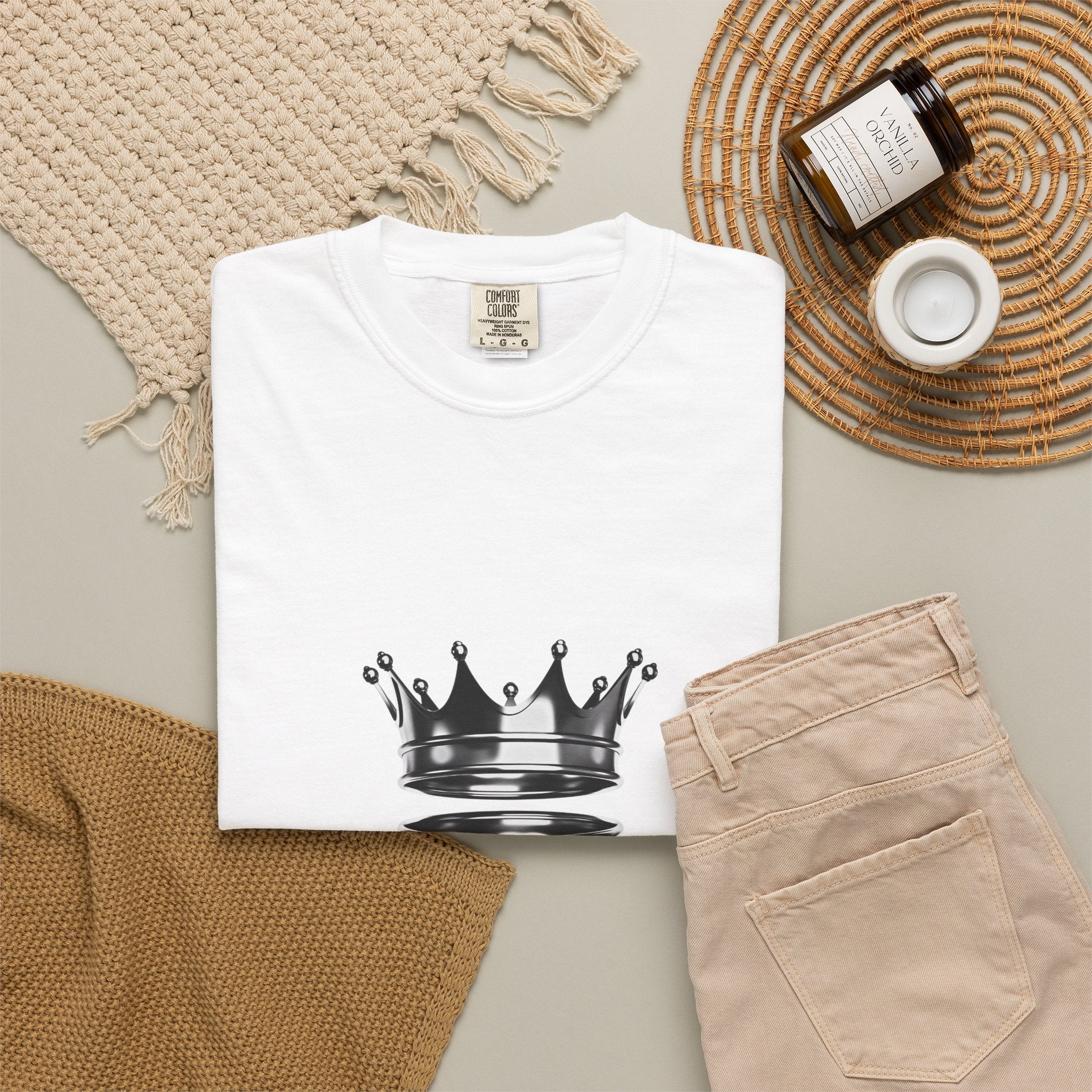 Crown Reflection T‑Shirt — Minimal Black Crown Graphic Tee