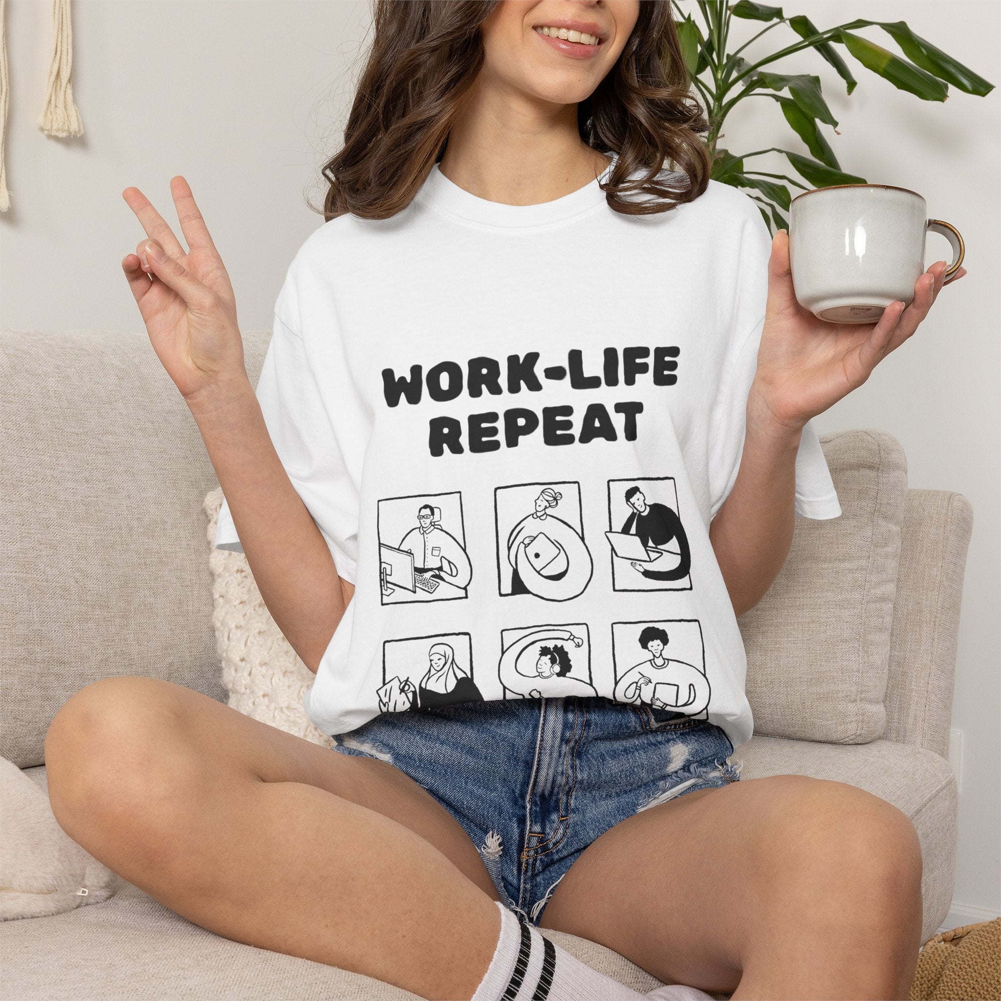 Work-Life Repeat T-Shirt — Minimalist Graphic Tee for Busy Professionals
