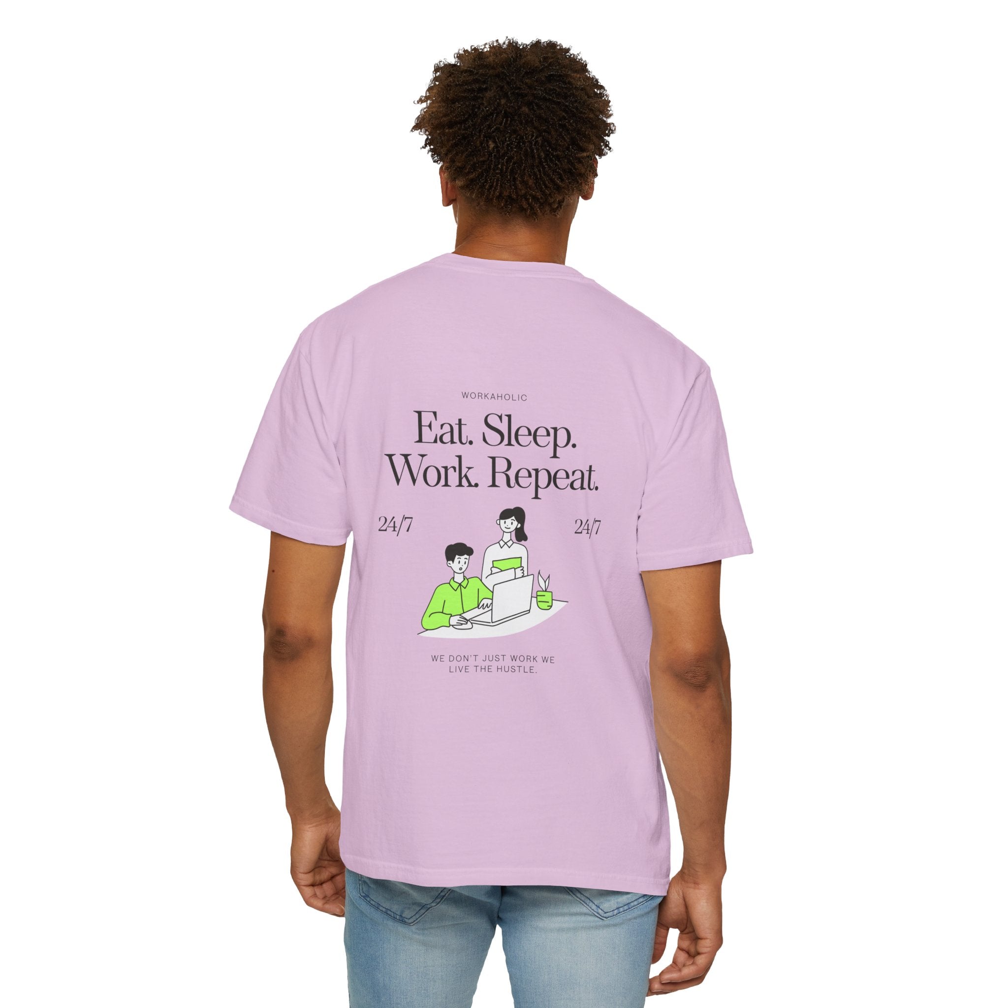 Eat. Sleep. Work. Repeat. Tee — Minimalist Remote Work Graphic T-Shirt