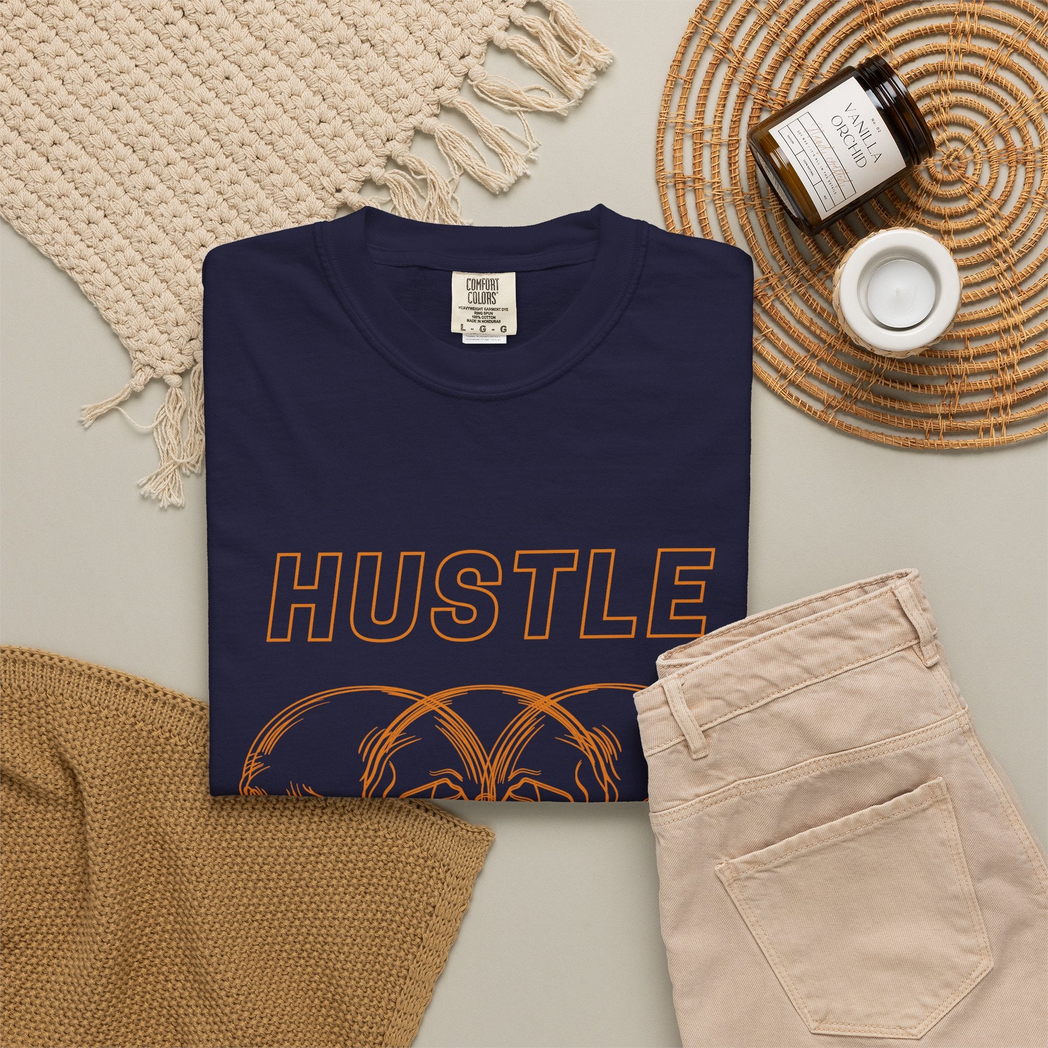 Hustle Skullture Tee — Vintage Skull Graphic T-Shirt for Streetwear & Edgy Style