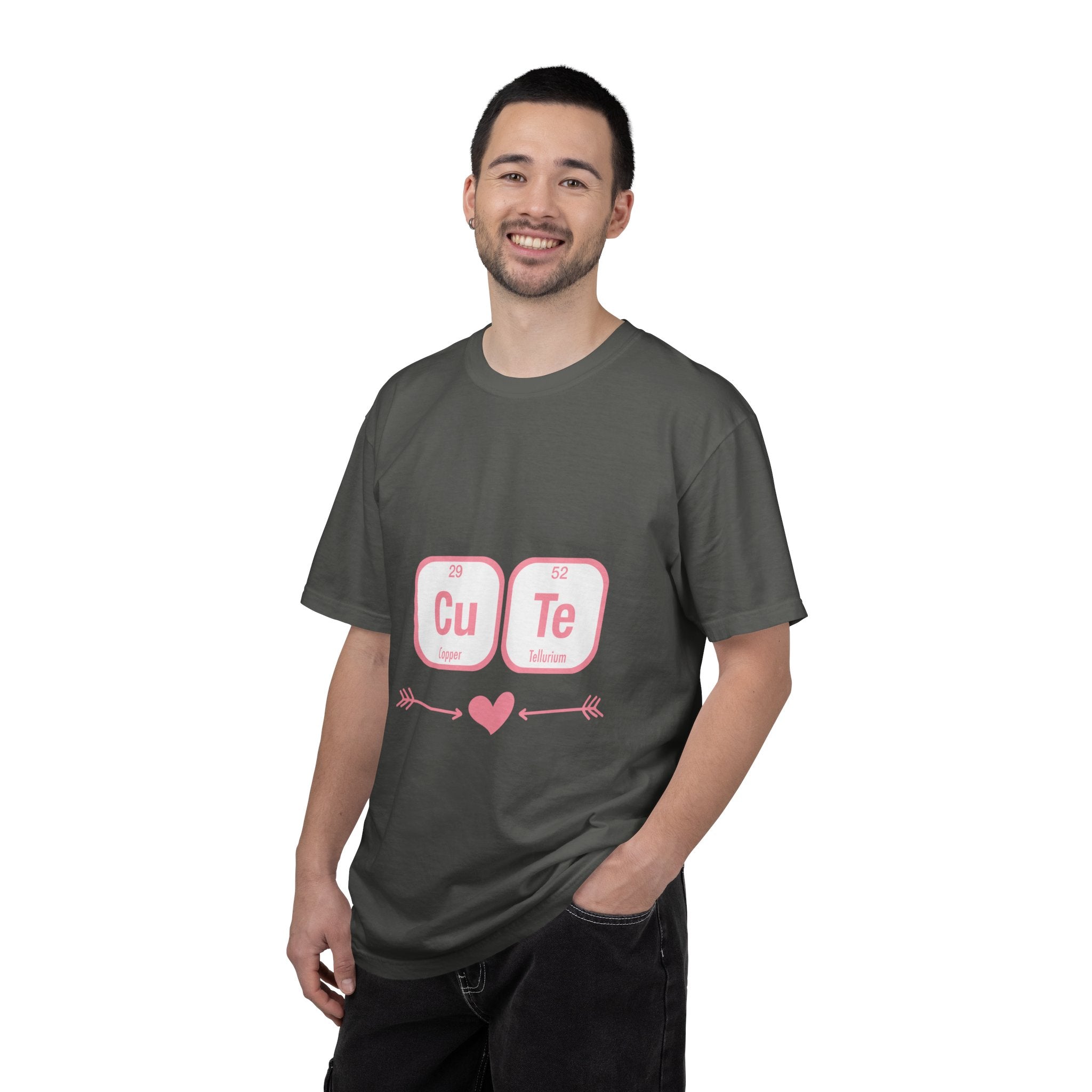Cute Chemistry Tee — "Cu Te" Element Heart Graphic T-Shirt