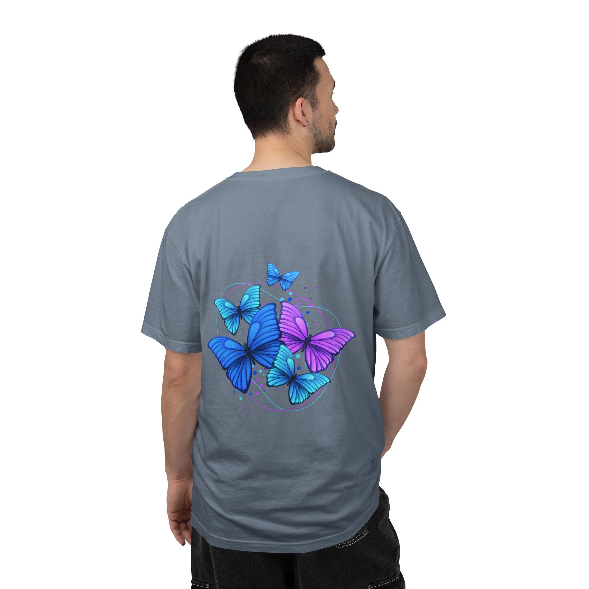 Butterfly Cluster T‑Shirt — Blue & Purple Wings Graphic Tee
