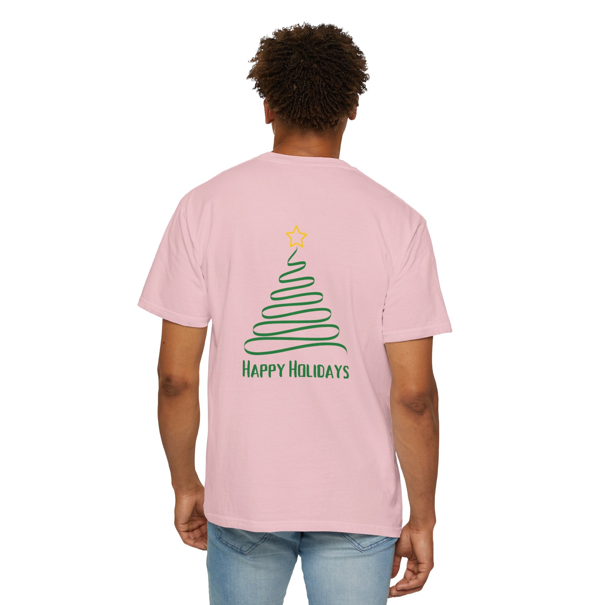 Holiday Spiral Christmas Tree T-Shirt — "Happy Holidays" Minimalist Graphic