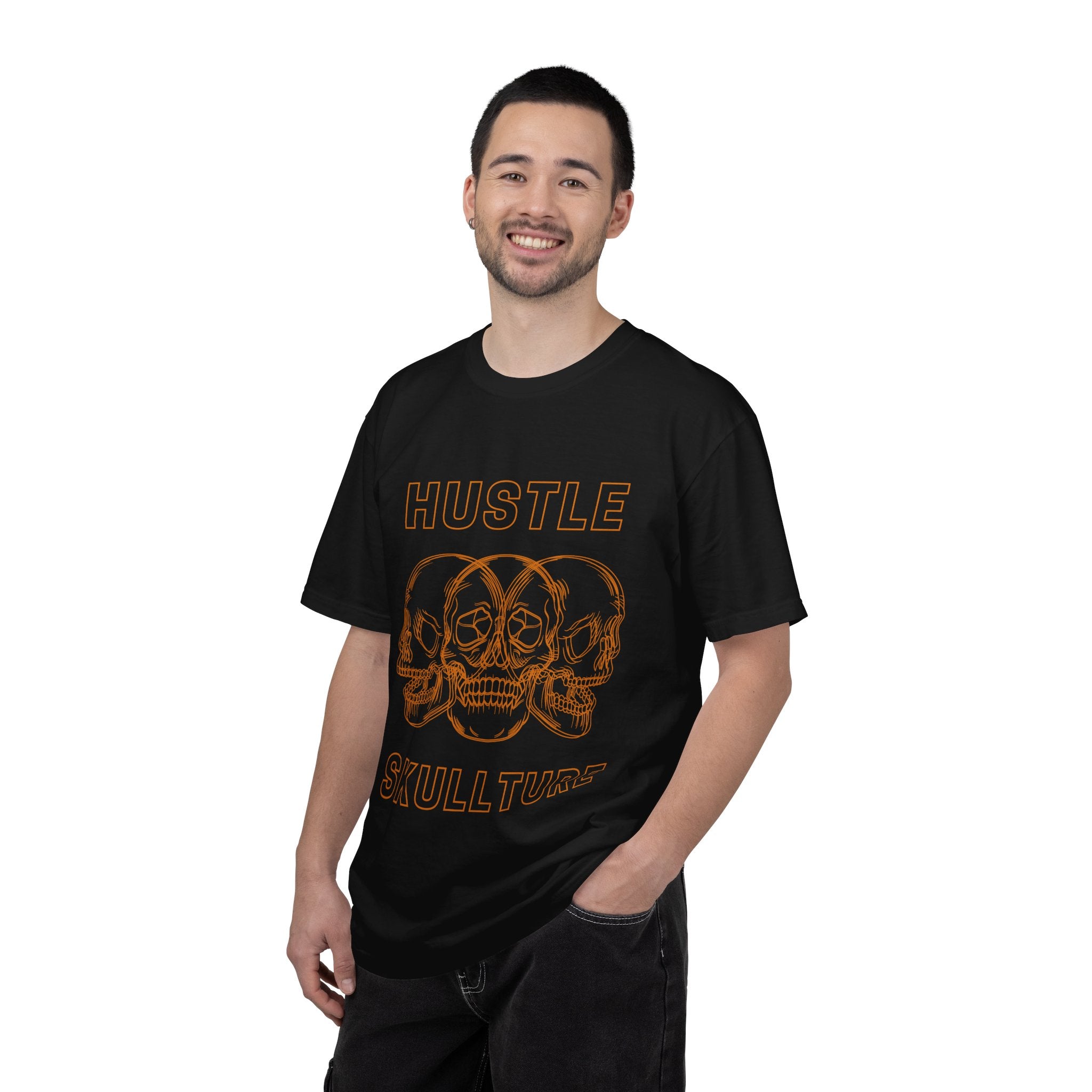 Hustle Skullture Tee — Vintage Skull Graphic T-Shirt for Streetwear & Edgy Style