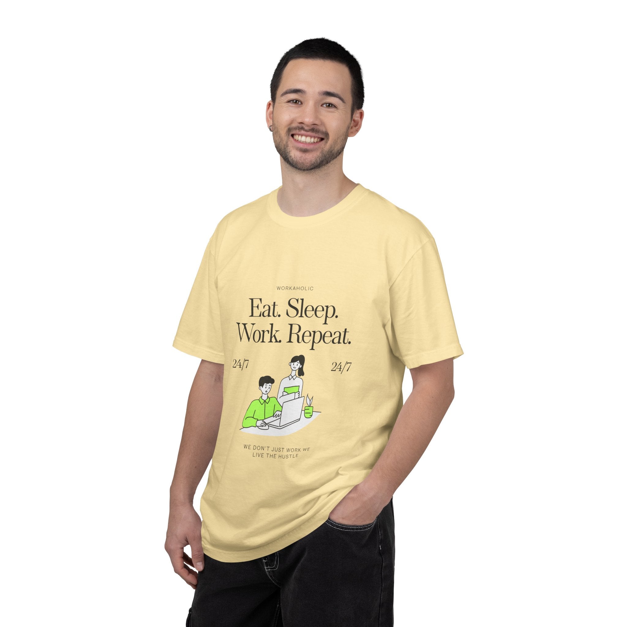 Eat. Sleep. Work. Repeat. Tee — Minimalist Remote Work Graphic T-Shirt