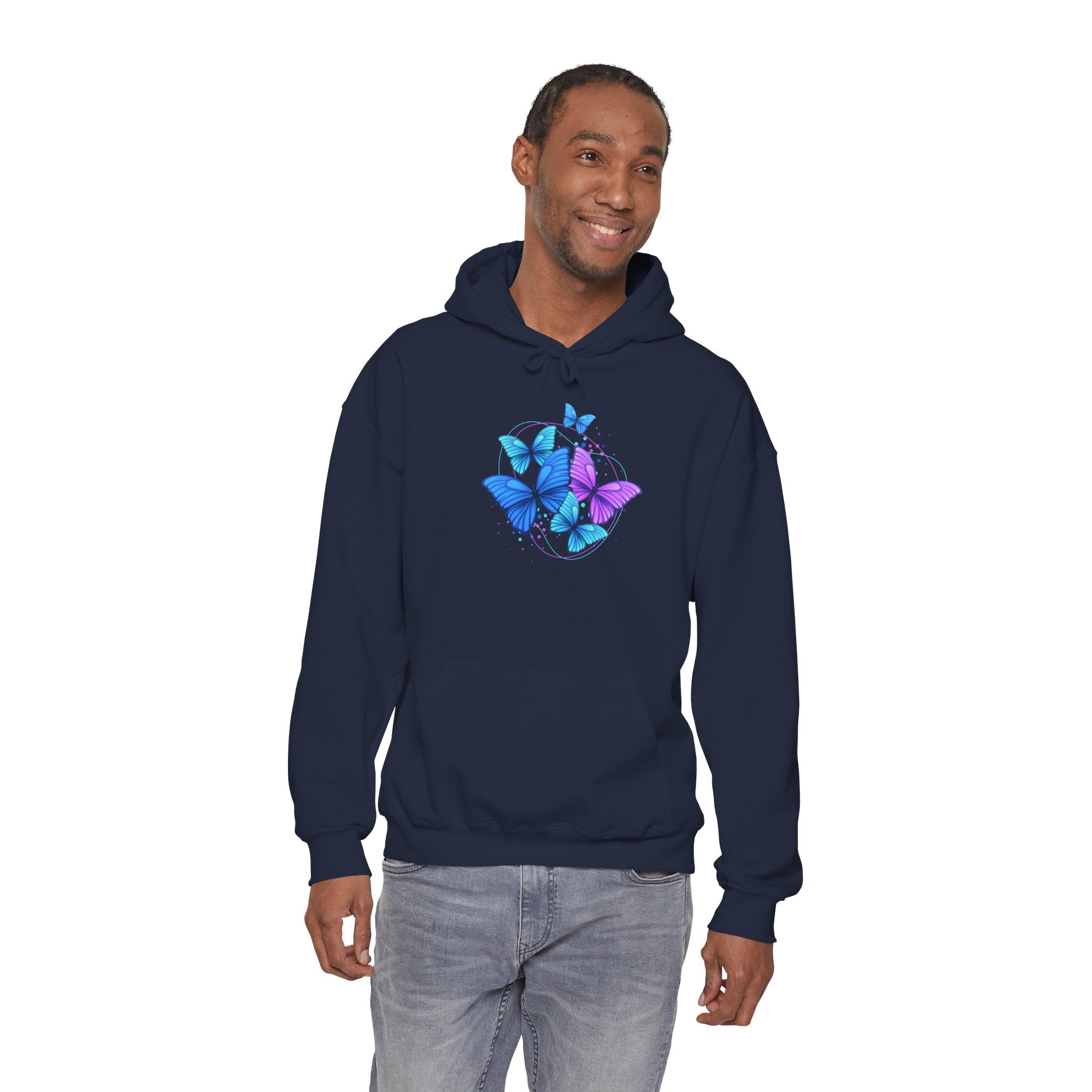 Butterfly Cluster Hoodie – Blue & Purple Butterfly Graphic Sweatshirt