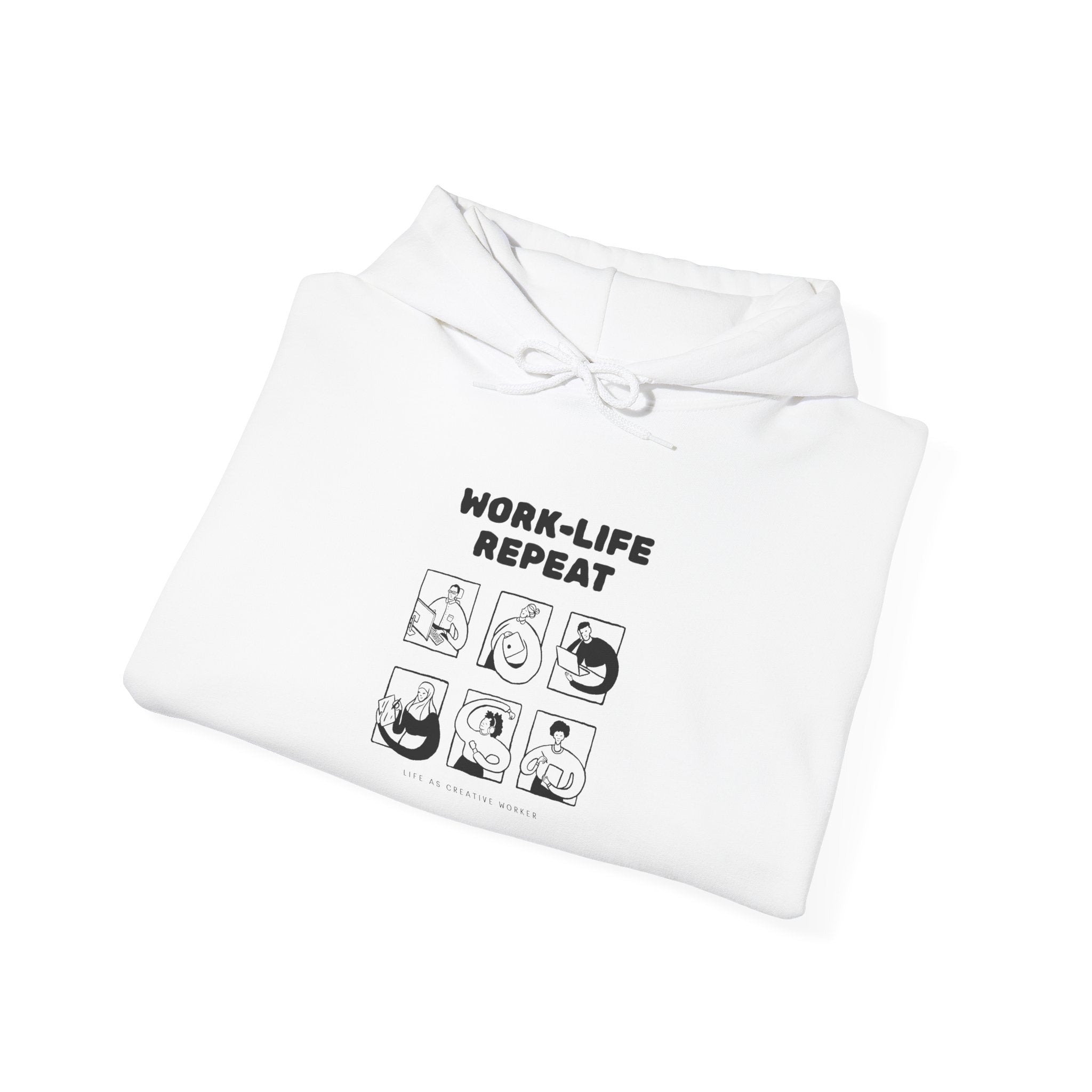 Work-Life Repeat Hoodie — Minimal Anime Grid Sweatshirt