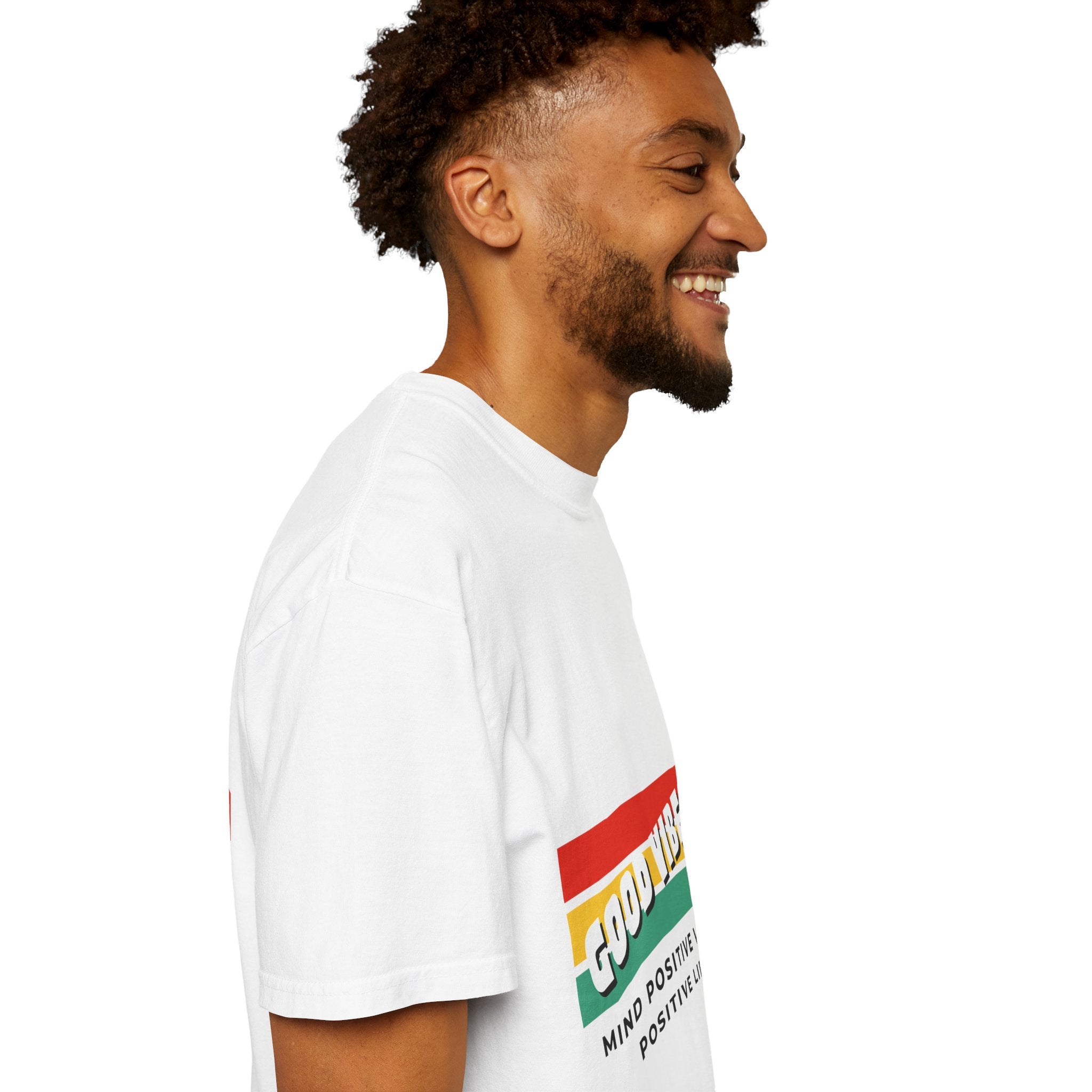 Good Vibes T-Shirt — Retro Stripes “Mind Positive Vibes, Positive Life”