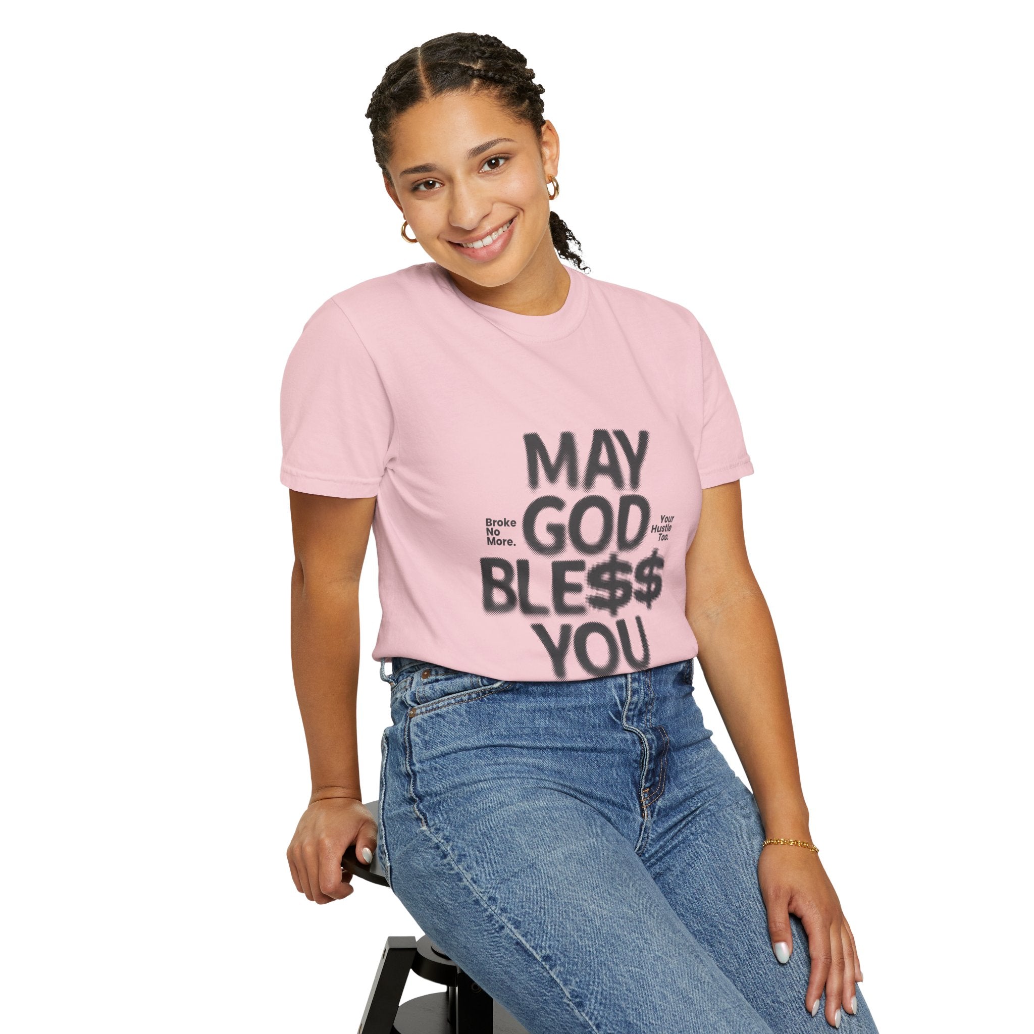 May God Bless You T-Shirt — Graphic Prayer Tee with Dollar Sign Design