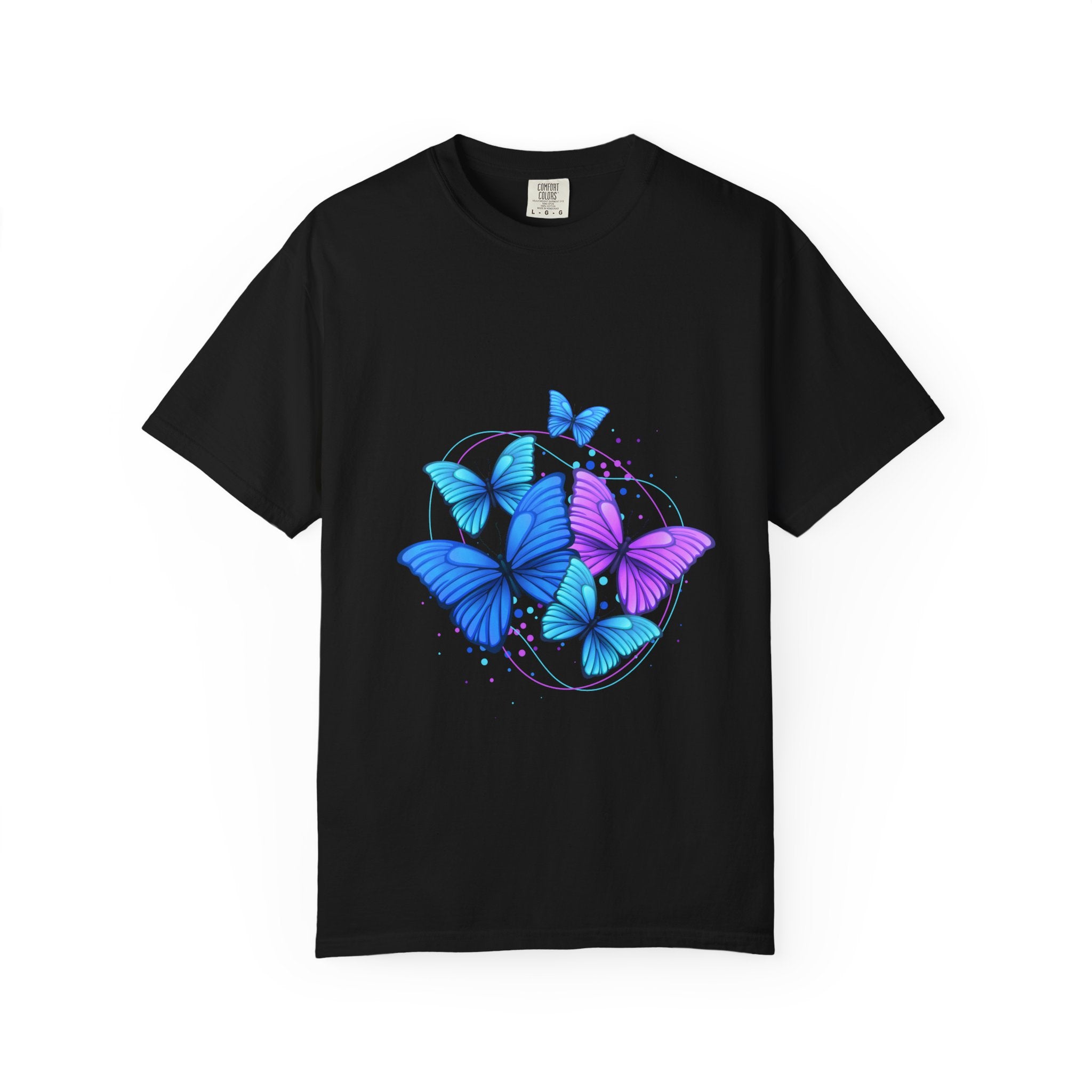 Butterfly Cluster T‑Shirt — Blue & Purple Wings Graphic Tee