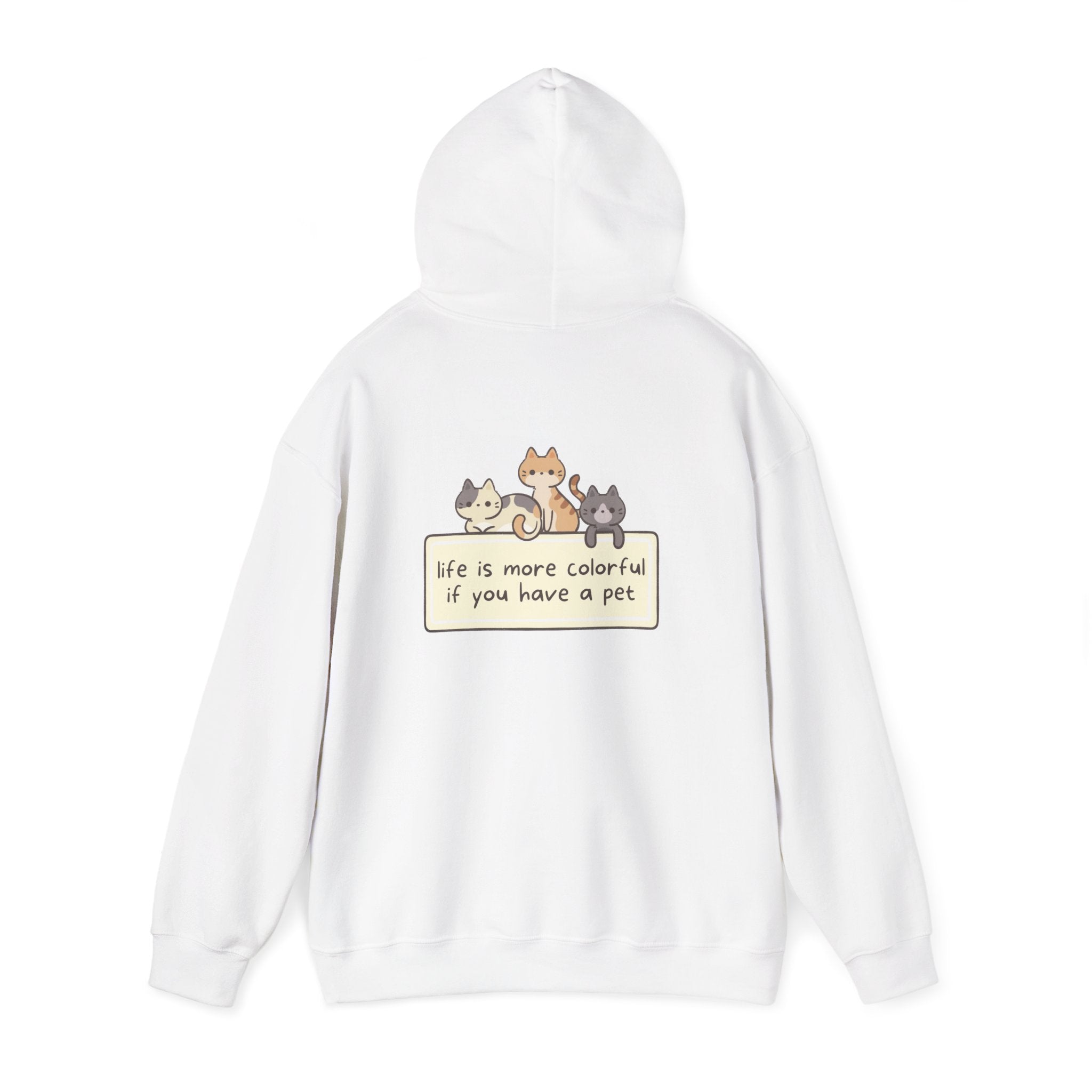 Pet Lover Hoodie - "Life Is More Colorful If You Have A Pet" Cute Cat & Dog Graphic
