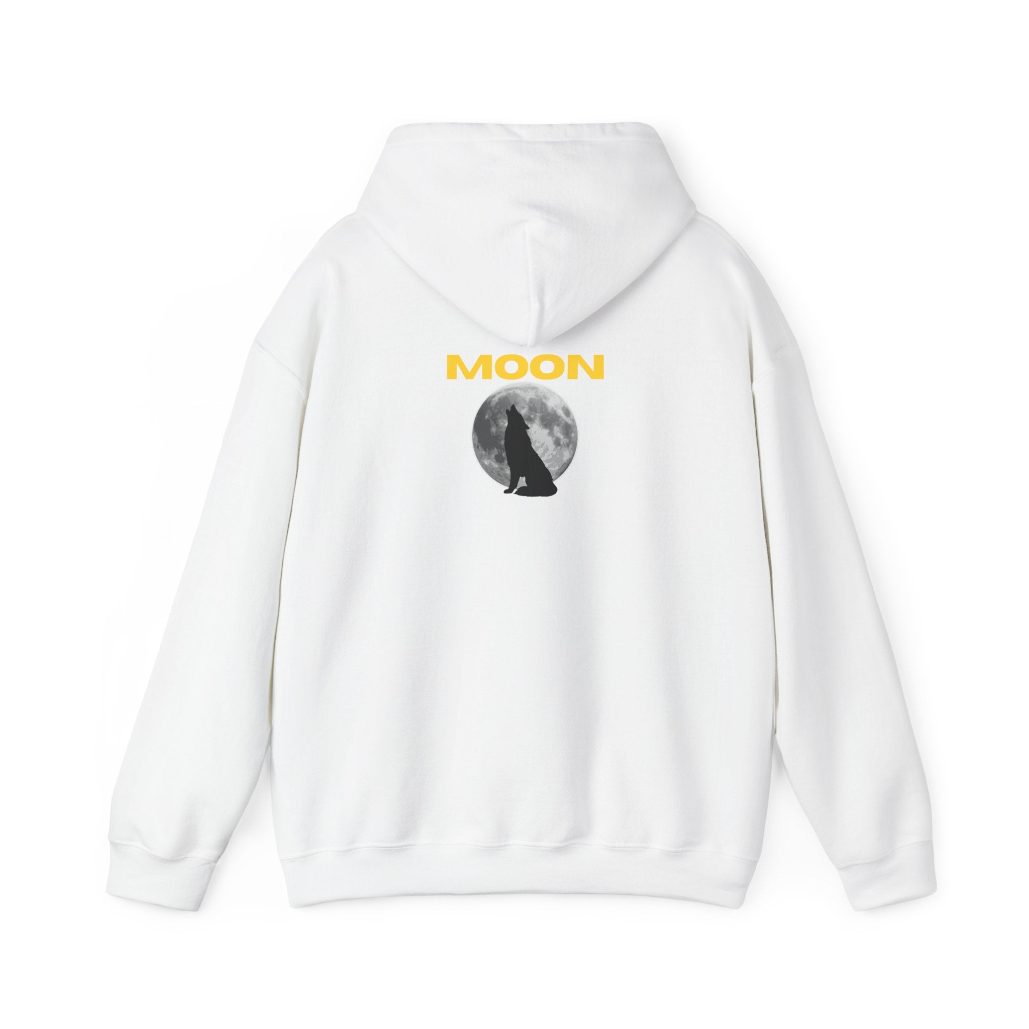 Moon Graphic Hoodie — Wolf Howling at Full Moon Pullover