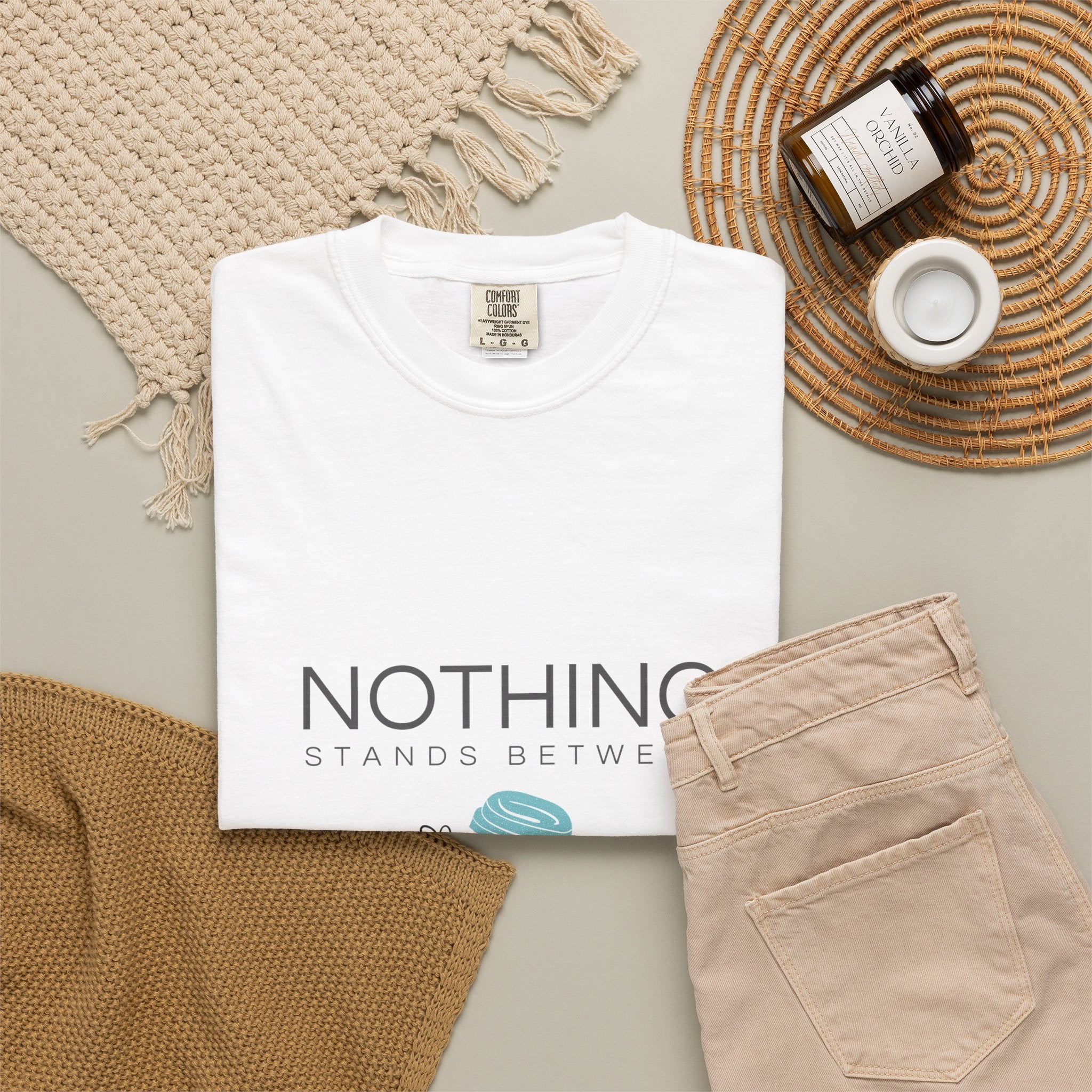 Nothing Stands Between A Girl And Her Coffee T-Shirt — Cute Coffee Lover Tee