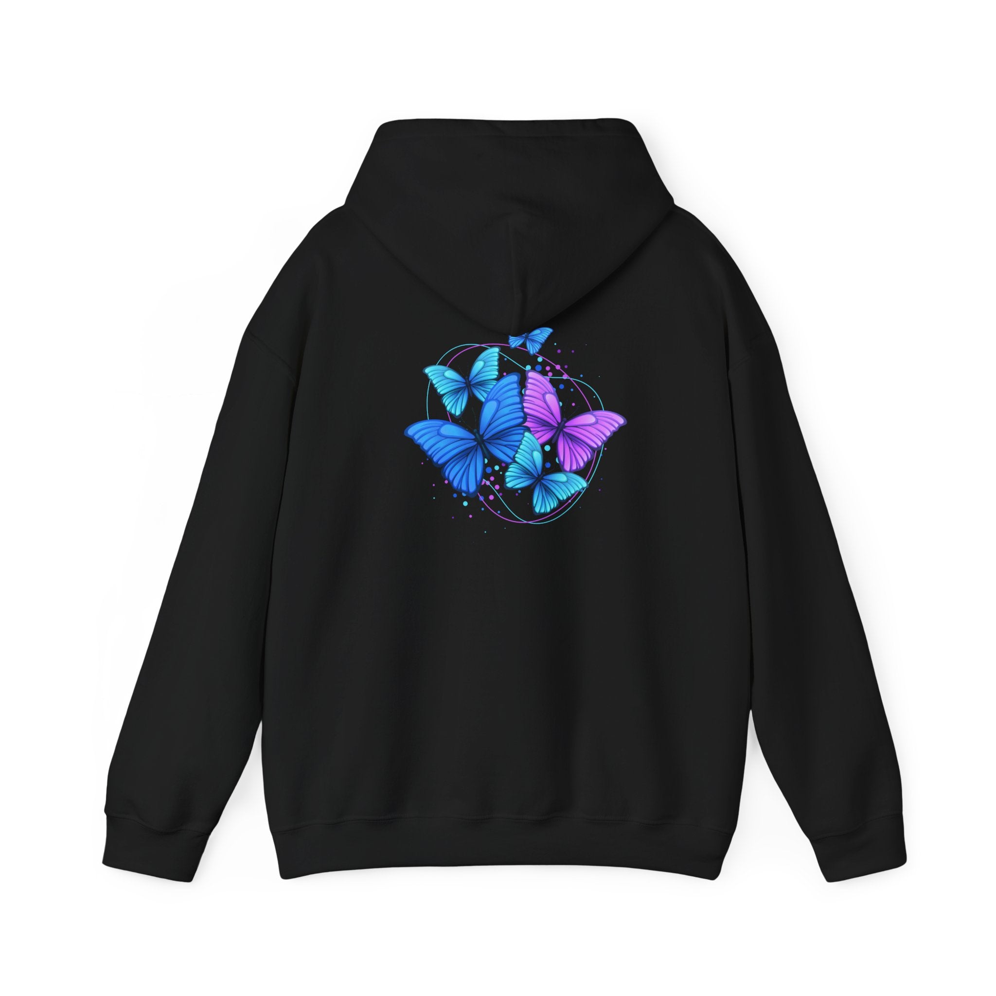 Butterfly Cluster Hoodie – Blue & Purple Butterfly Graphic Sweatshirt