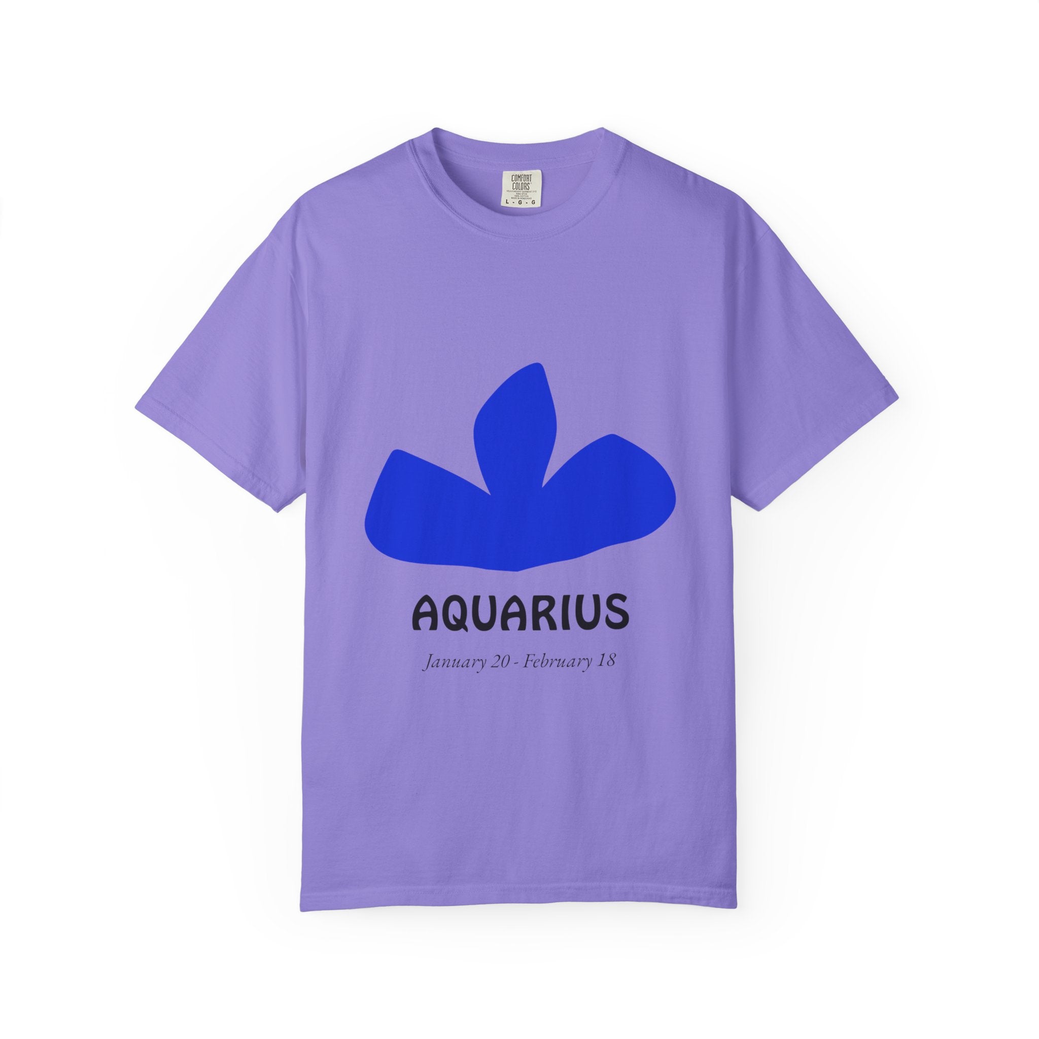 Aquarius Zodiac T-Shirt — Bold Blue Symbol, January 20–February 18 Astrology Tee