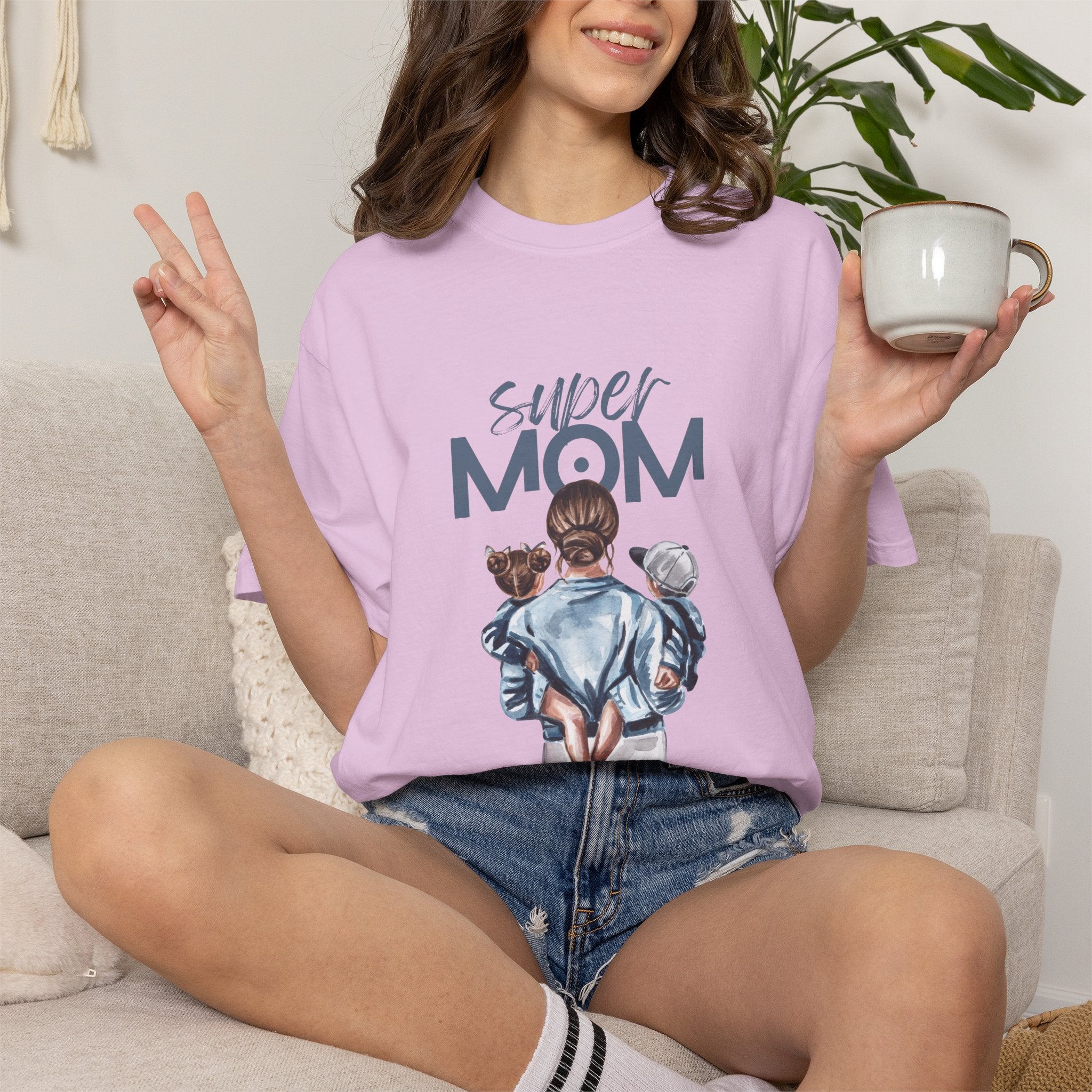 Super Mom T-Shirt — Mom with Kids Graphic Tee | Mother's Day Gift