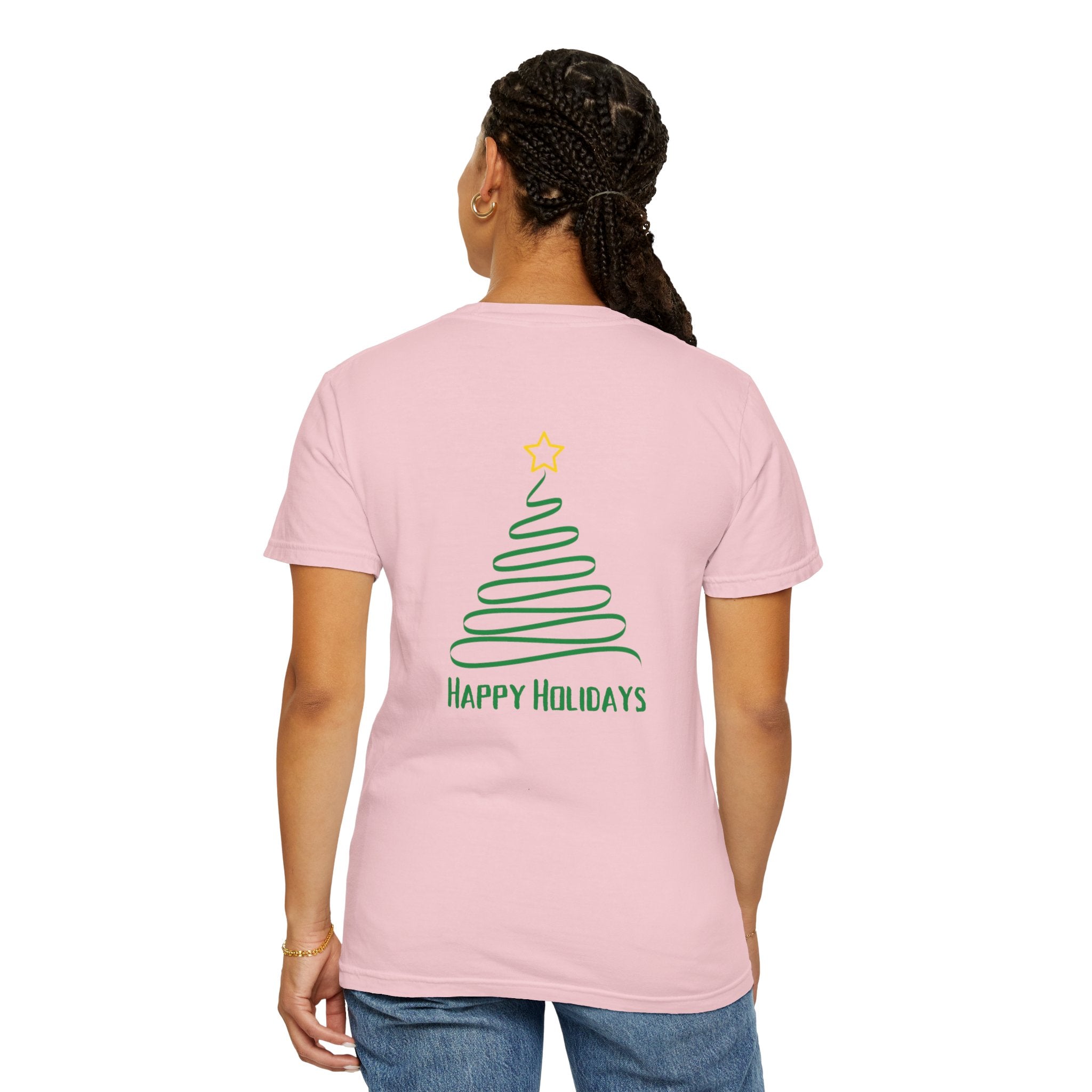 Holiday Spiral Christmas Tree T-Shirt — "Happy Holidays" Minimalist Graphic