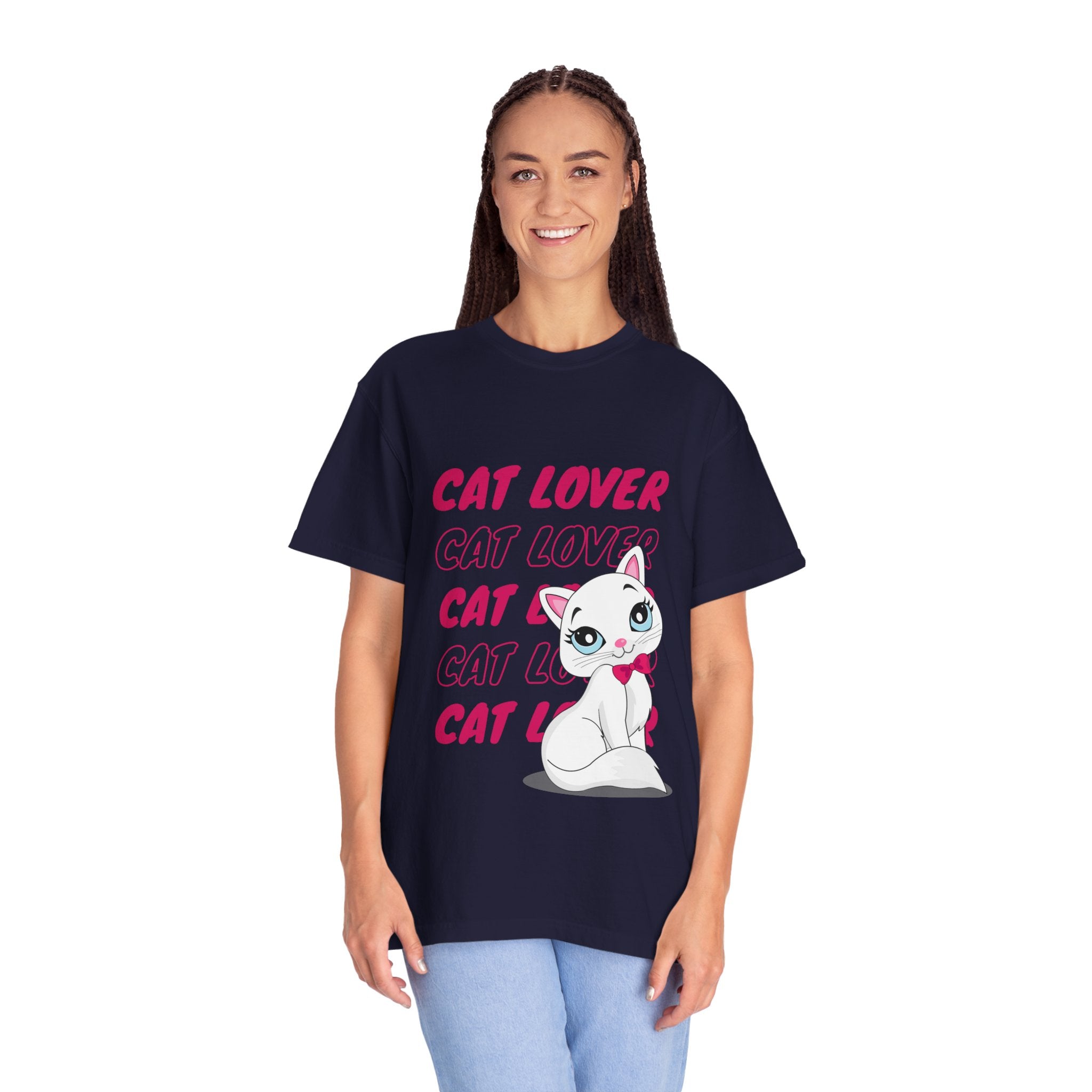 Cat Lover T-Shirt — Cute White Kitten Graphic Tee for Cat Moms & Fans