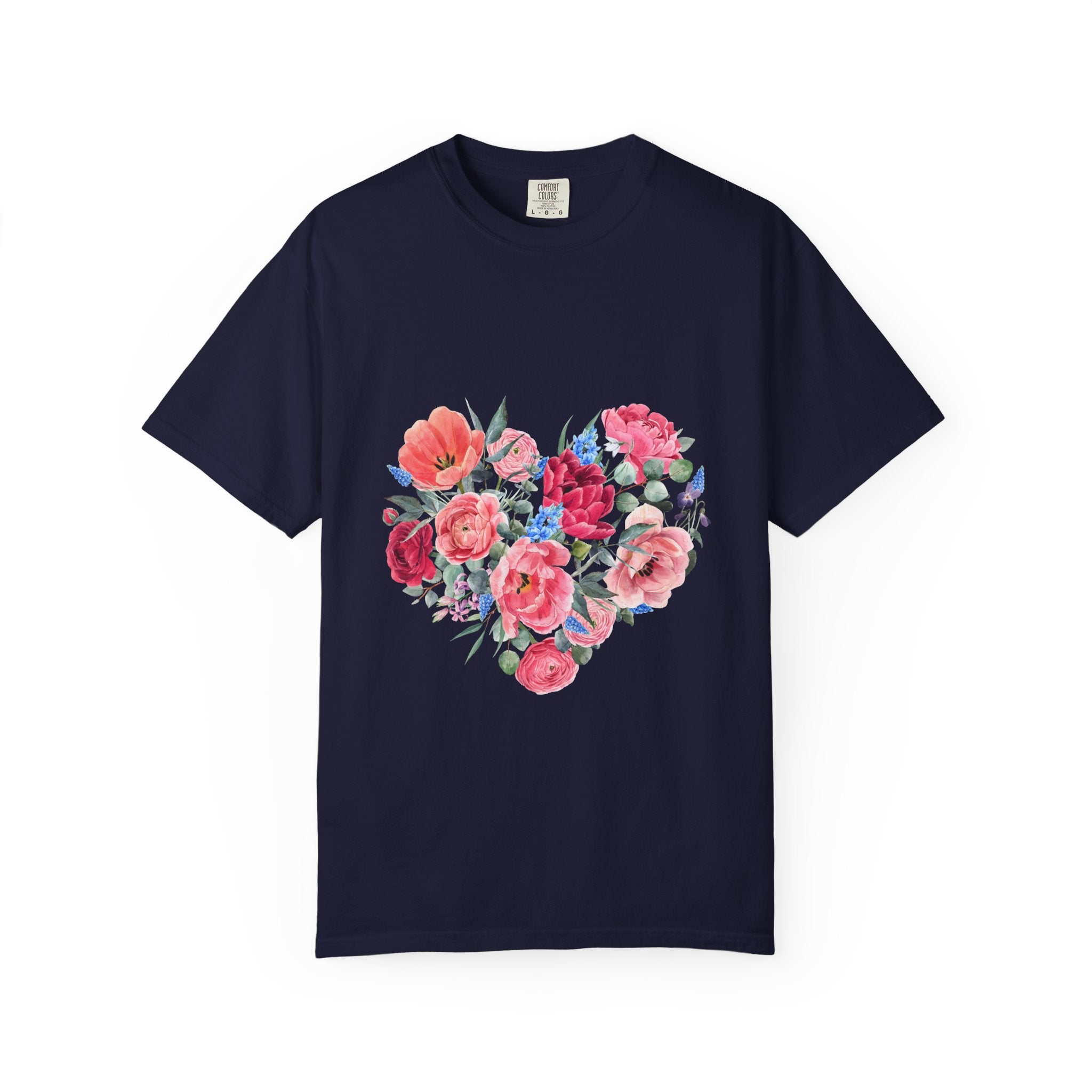 Floral Heart T-Shirt – Watercolor Rose Heart Graphic Tee (Valentine’s Day, Mother's Day)