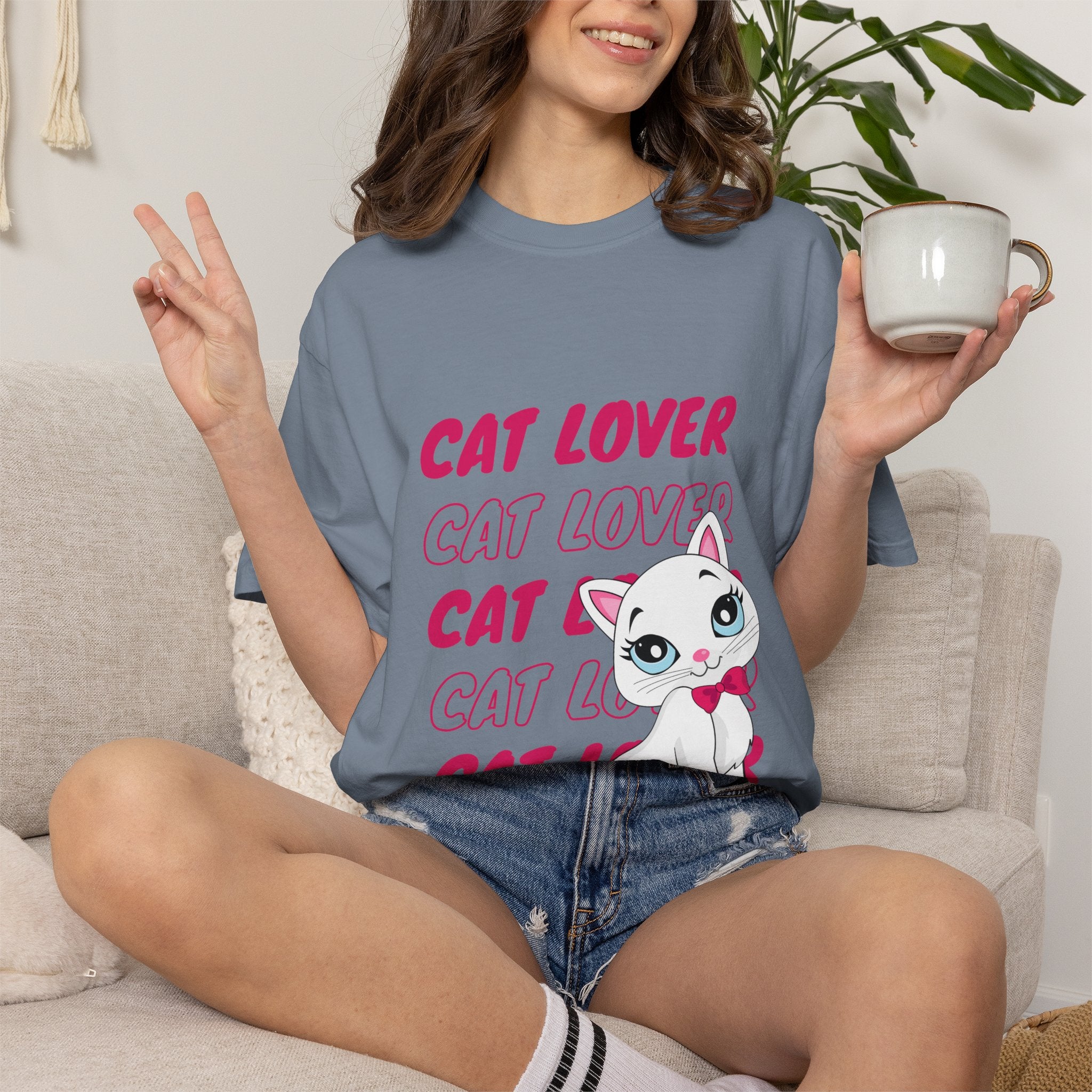 Cat Lover T-Shirt — Cute White Kitten Graphic Tee for Cat Moms & Fans