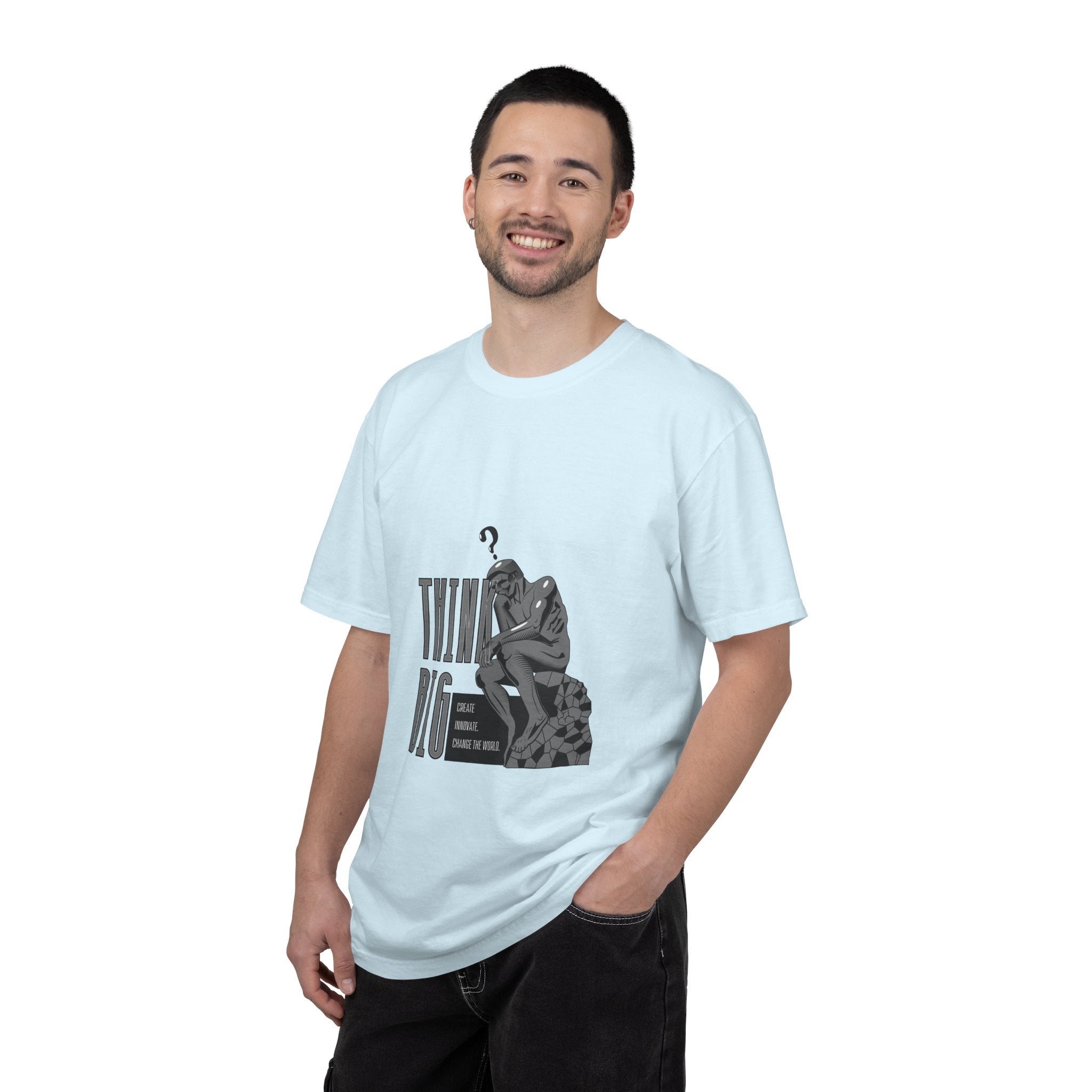 Think Big T-Shirt — Motivational Graphic Tee with Thinking Man Design
