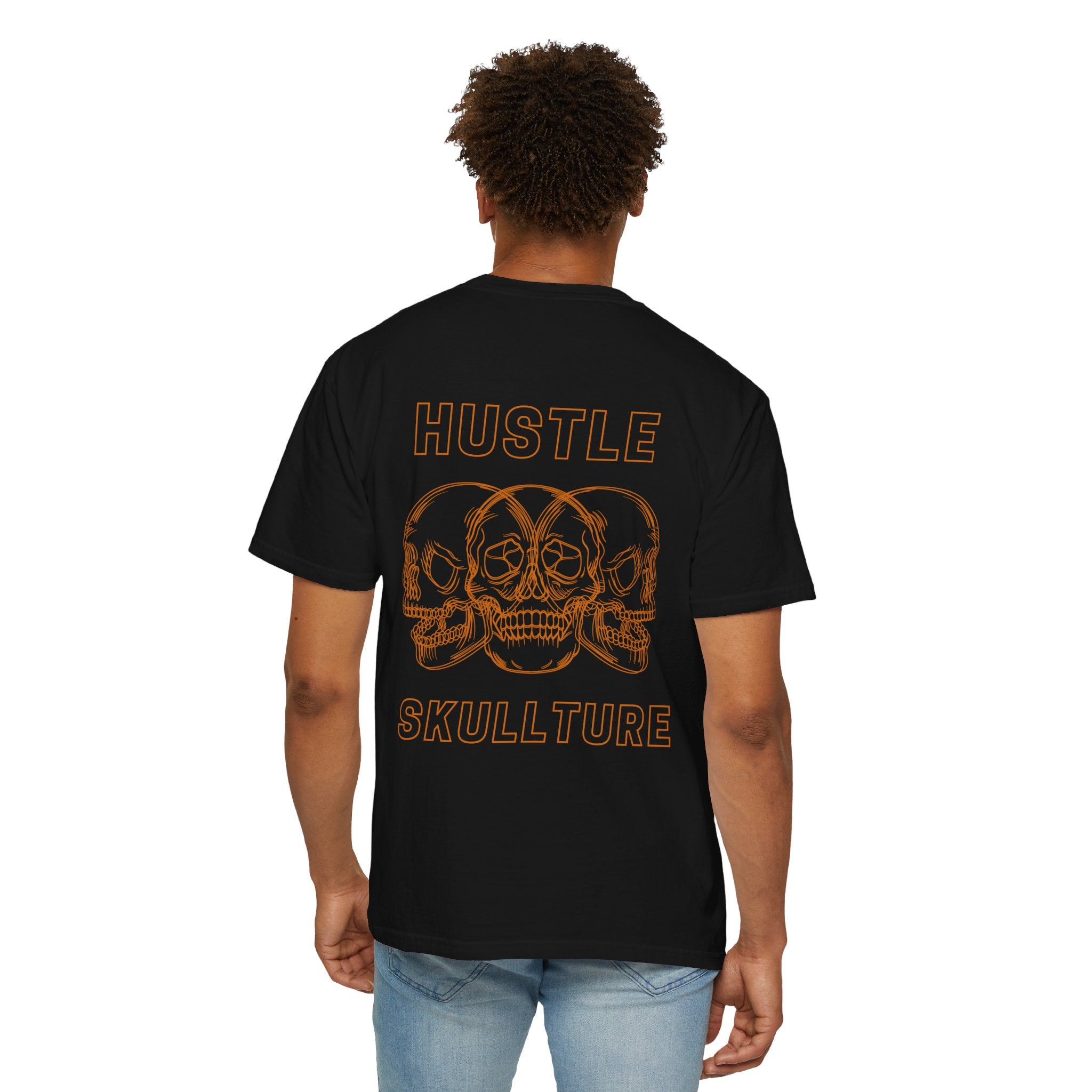 Hustle Skullture Tee — Vintage Skull Graphic T-Shirt for Streetwear & Edgy Style