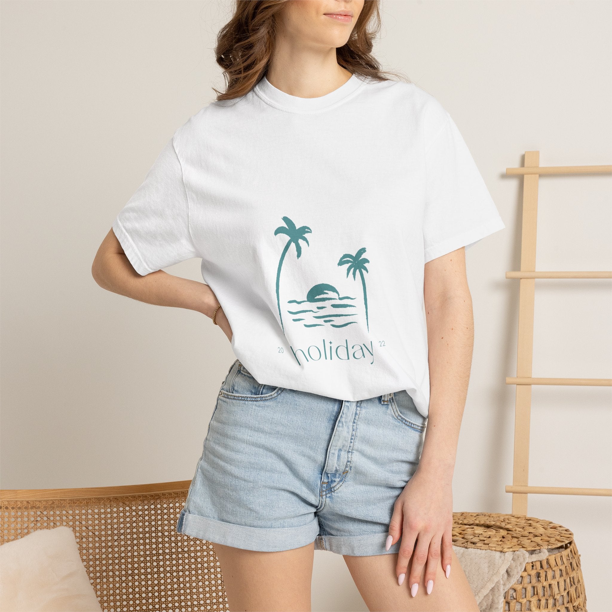 Holiday Palm Beach T-Shirt — Vintage Sunset Tropical Graphic