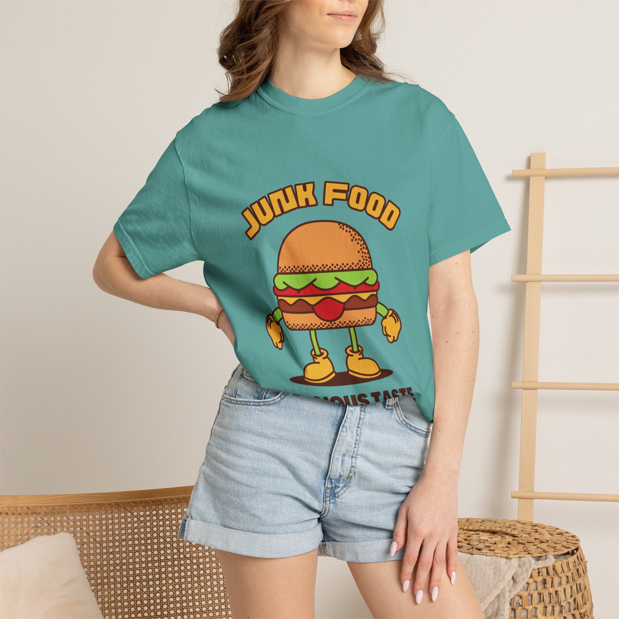 Junk Food Burger T-Shirt — Cute Retro ‘Delicious Taste’ Graphic Tee