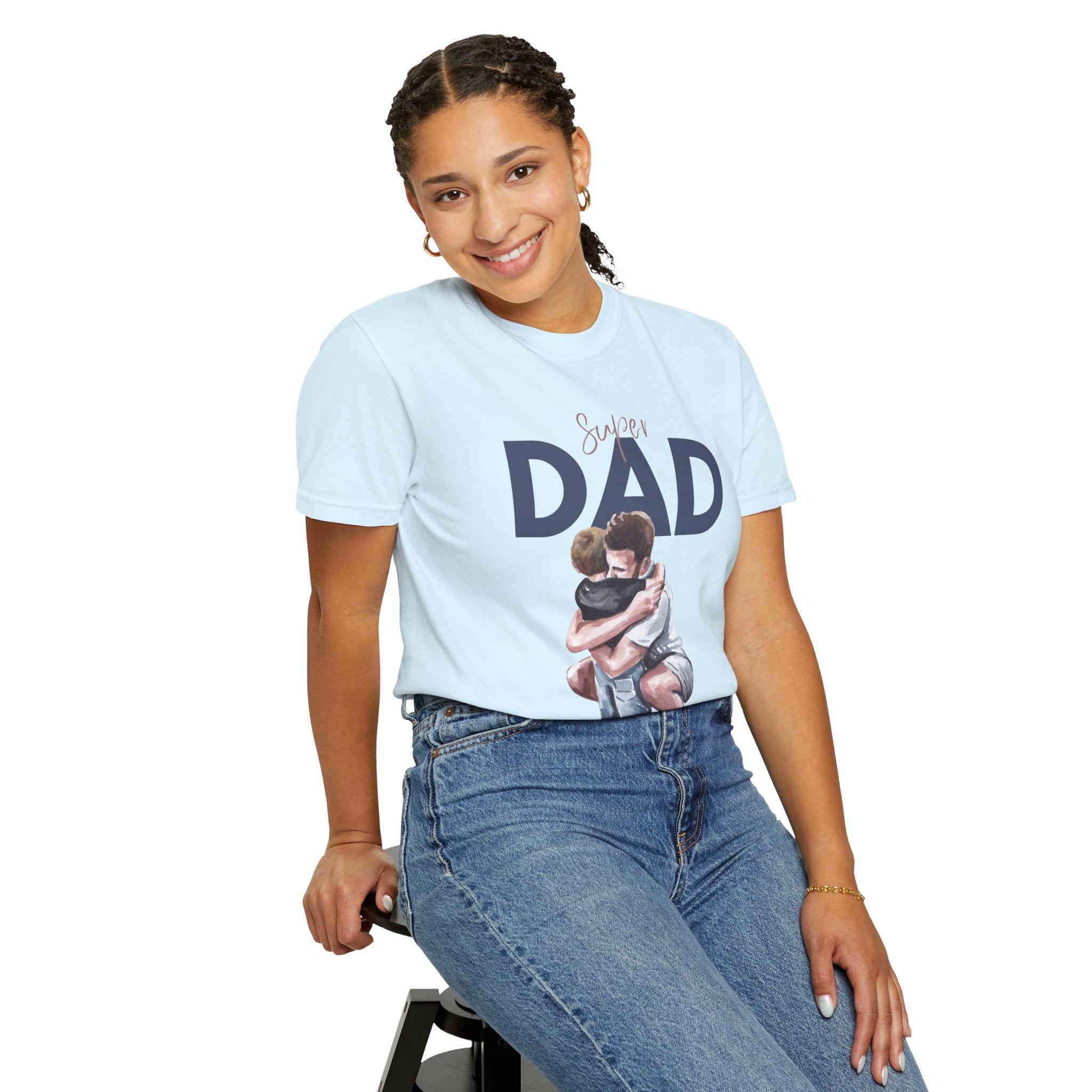 Father & Son Hug T-Shirt — Super Dad Graphic Tee for Father's Day